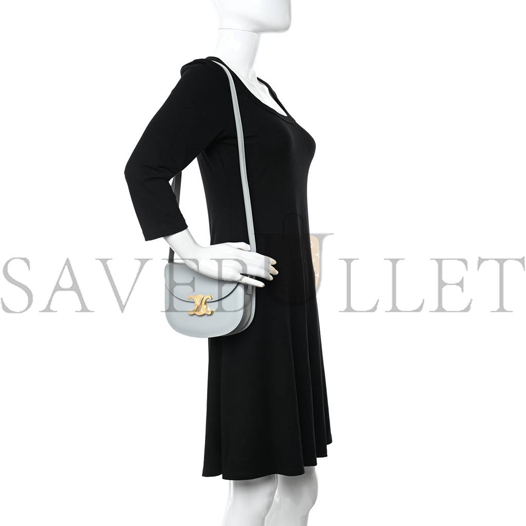 Ce**e shiny calfskin teen besace clea triomphe blue gray (18*15*5cm)