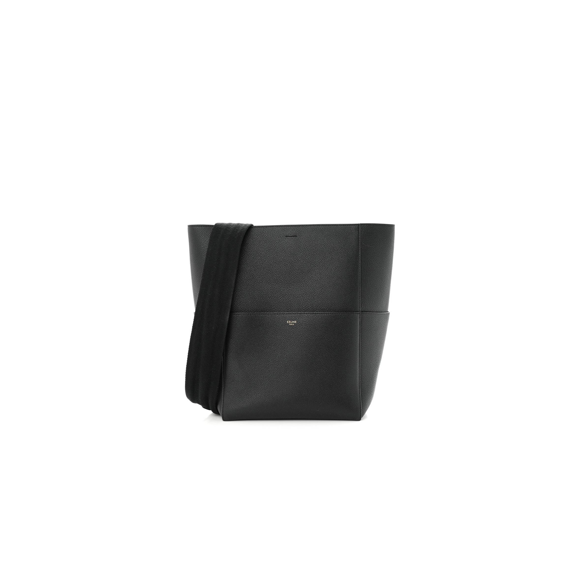 Ce**e soft grained calfskin sangle bucket bag black (33*23*15cm)