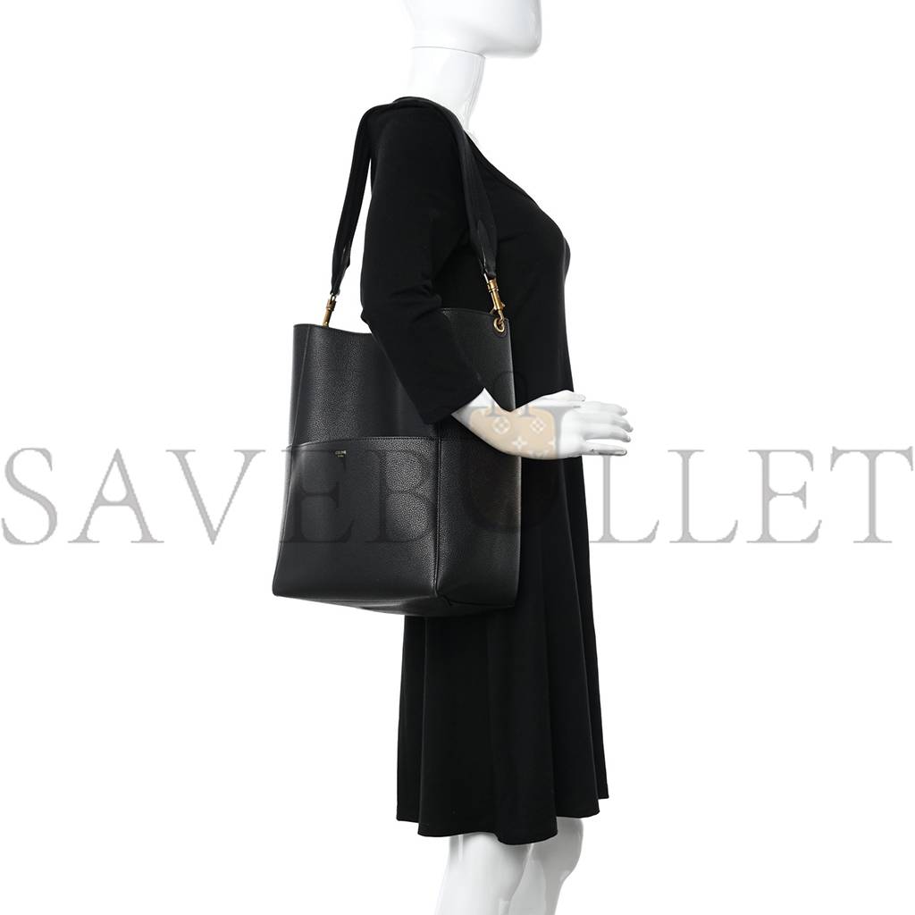 Ce**e soft grained calfskin sangle bucket bag black (33*23*15cm)