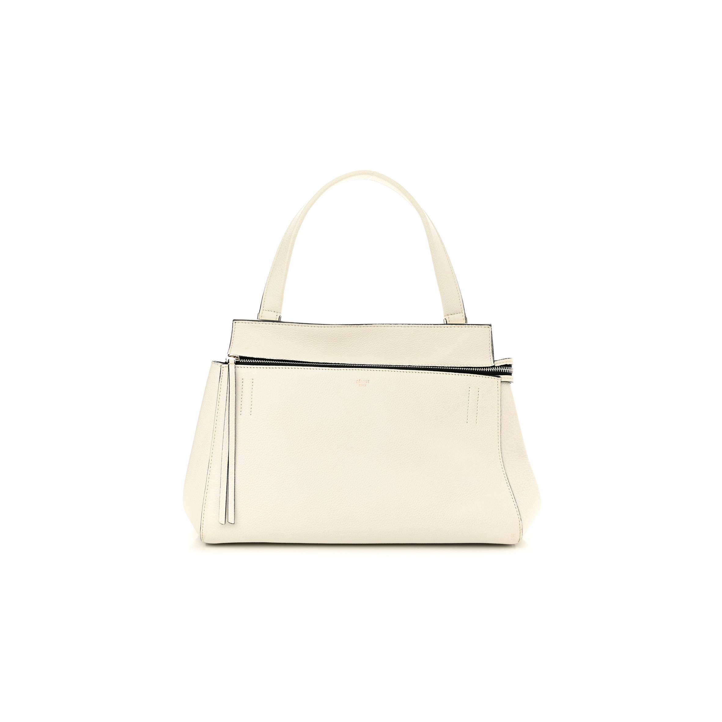 Ce**e grained calfskin medium edge shoulder bag white (34*25*17cm)