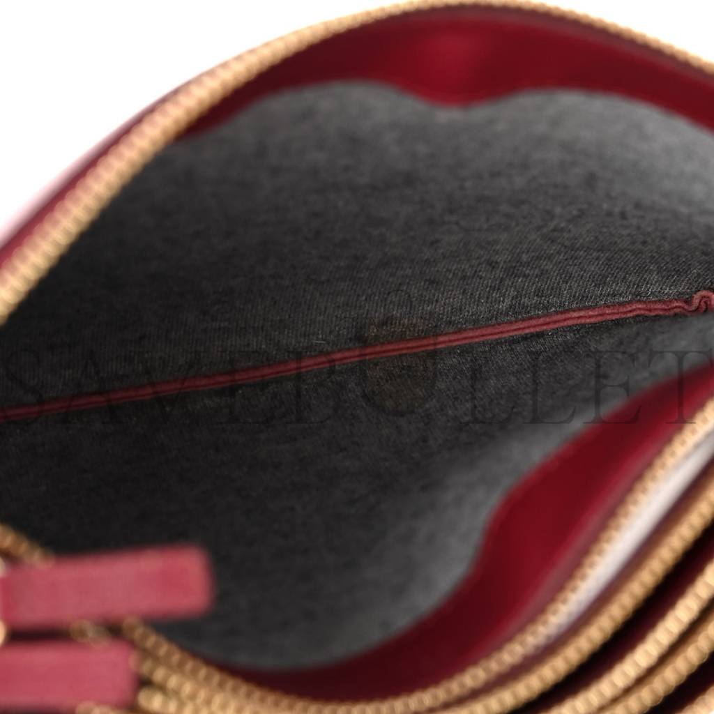 Ce**e smooth lambskin small trio crossbody bag burgundy (22*15*4cm)