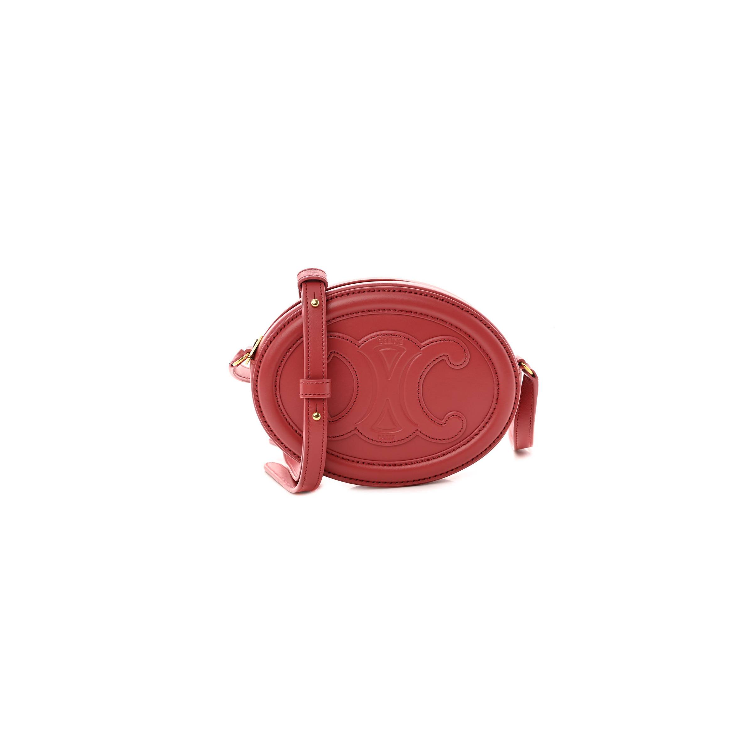 Ce**e smooth calfskin cuir triomphe oval purse crossbody lipstick (16*12*8cm)