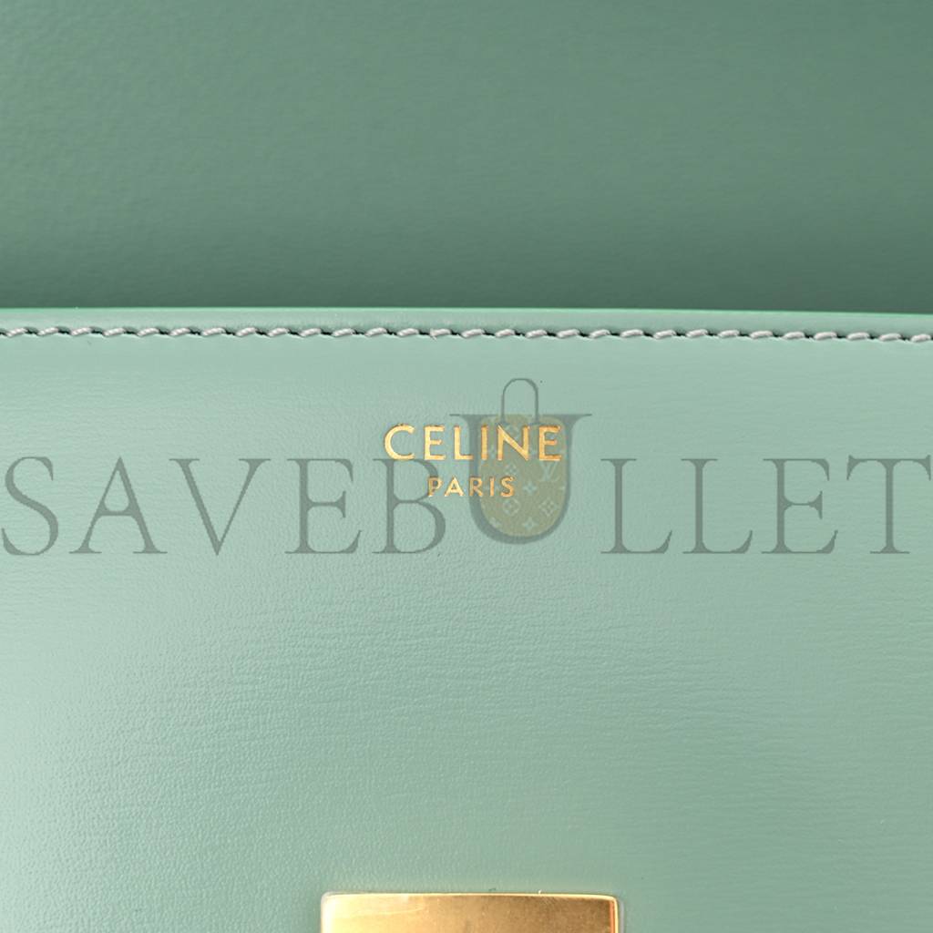 Ce**e shiny calfskin triomphe shoulder bag celadon (20*12*4cm)
