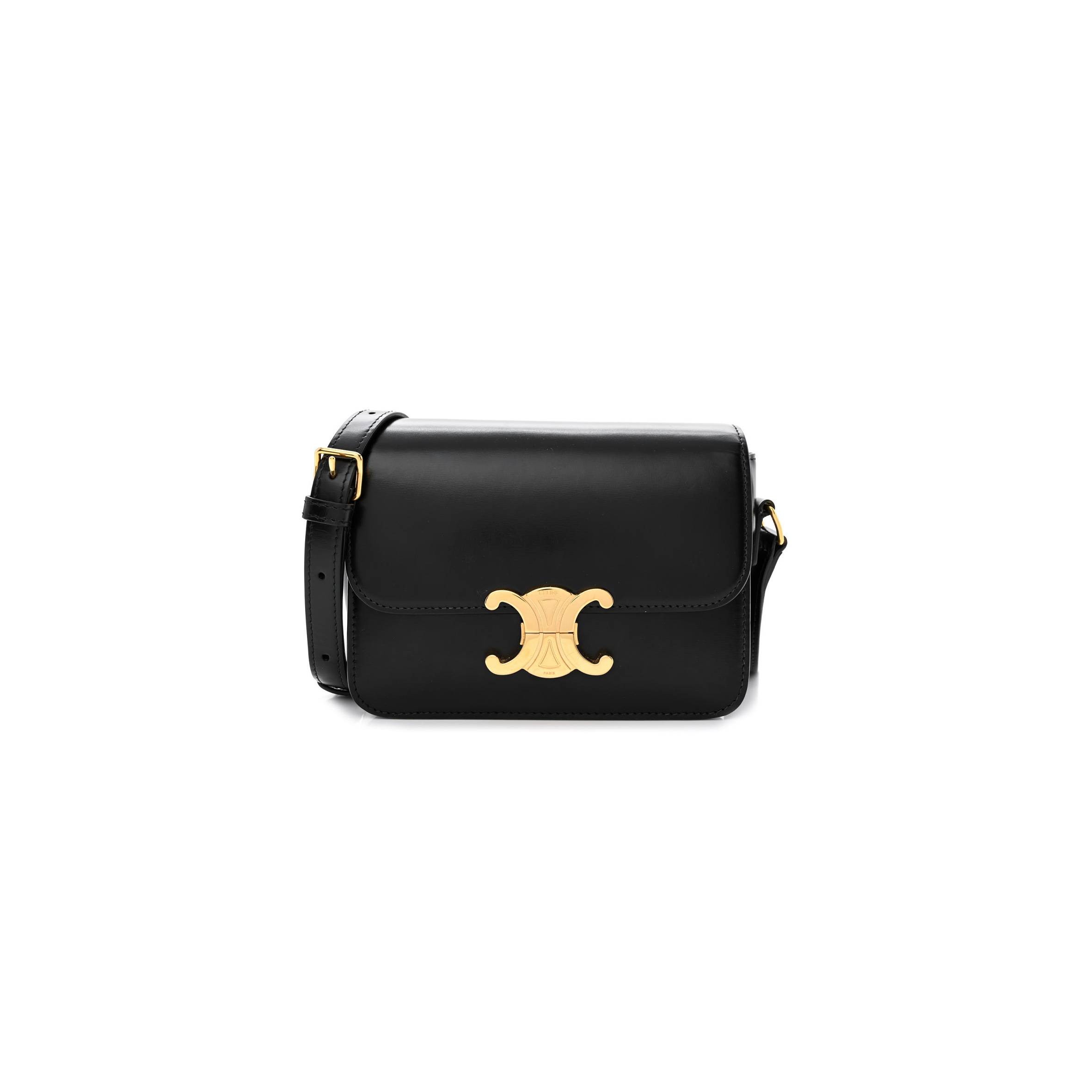 Ce**e shiny calfskin teen triomphe black (18*13*7cm)