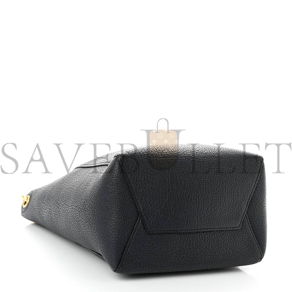 Ce**e soft grained calfskin small sangle bucket bag navy blue (25*18*11cm)