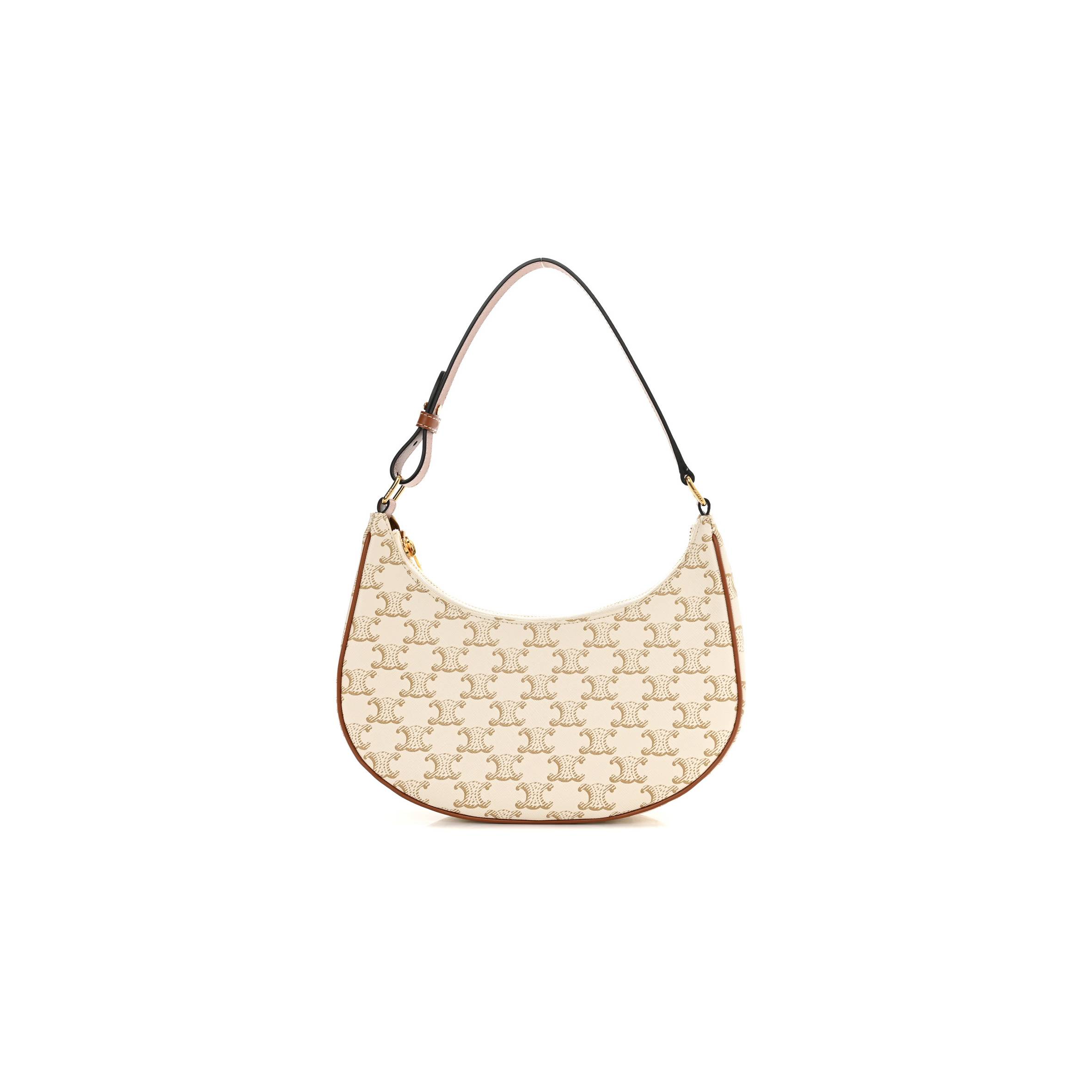 Ce**e canvas calfskin ava triomphe shoulder bag white (25*20*7cm)