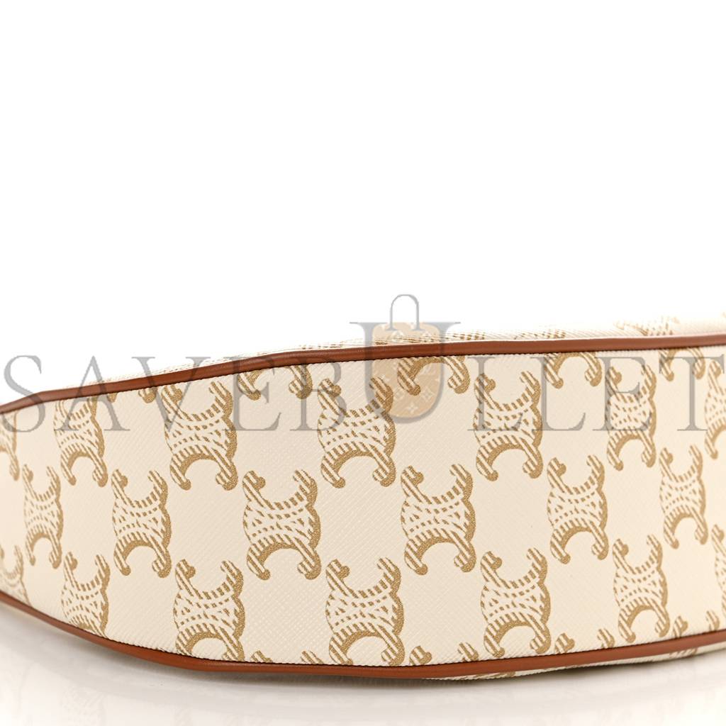 Ce**e canvas calfskin ava triomphe shoulder bag white (25*20*7cm)