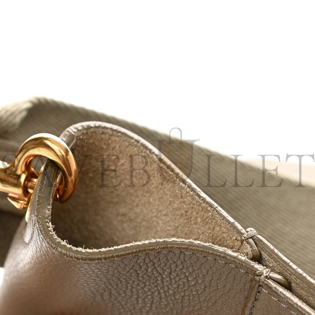 Ce**e soft grained calfskin sangle bucket bag taupe (33*23*17cm)