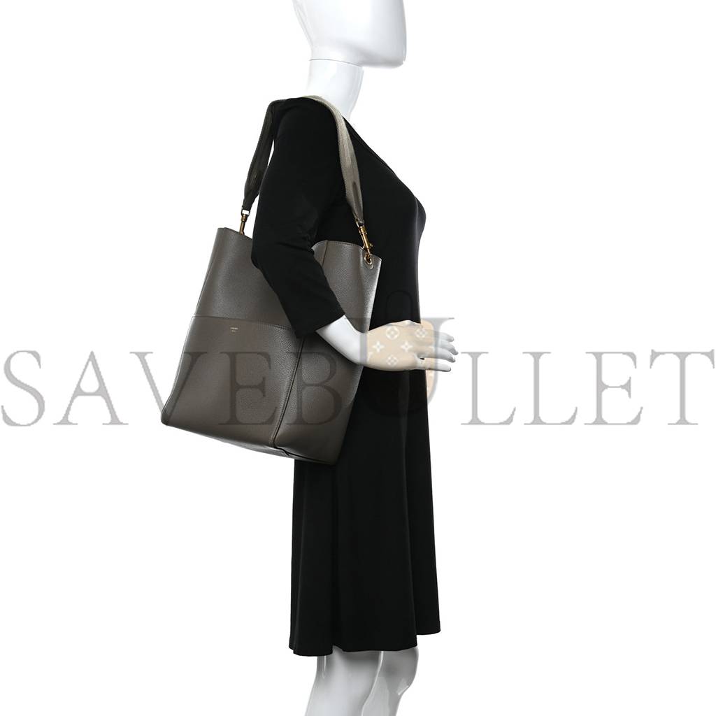 Ce**e soft grained calfskin sangle bucket bag taupe (33*23*17cm)