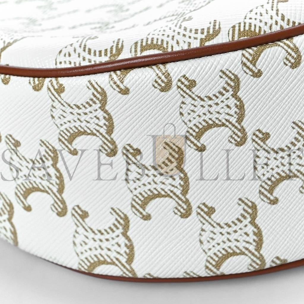 Ce**e canvas calfskin ava triomphe shoulder bag white (23*13*6cm)