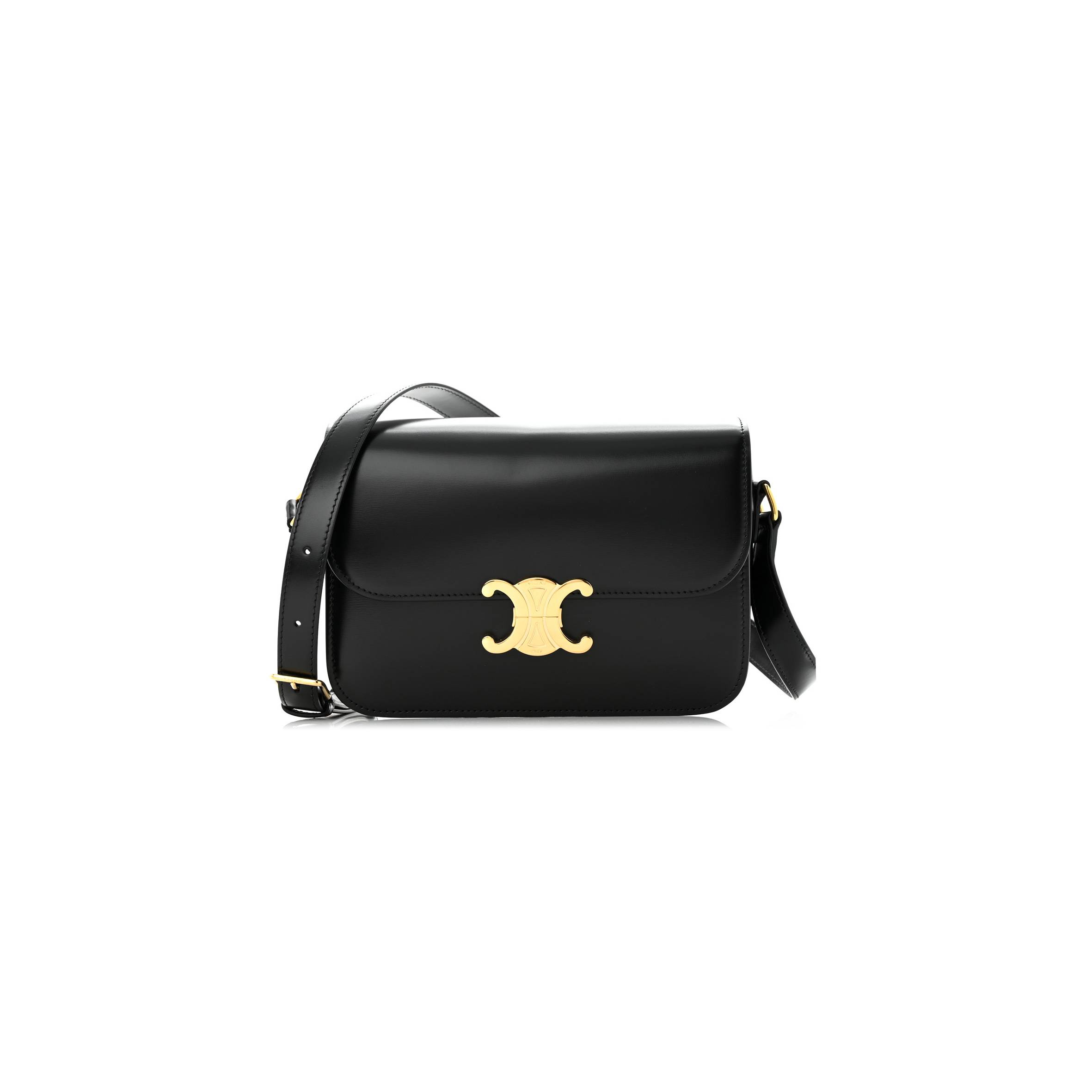 Ce**e shiny calfskin medium triomphe black (22*16*8cm)