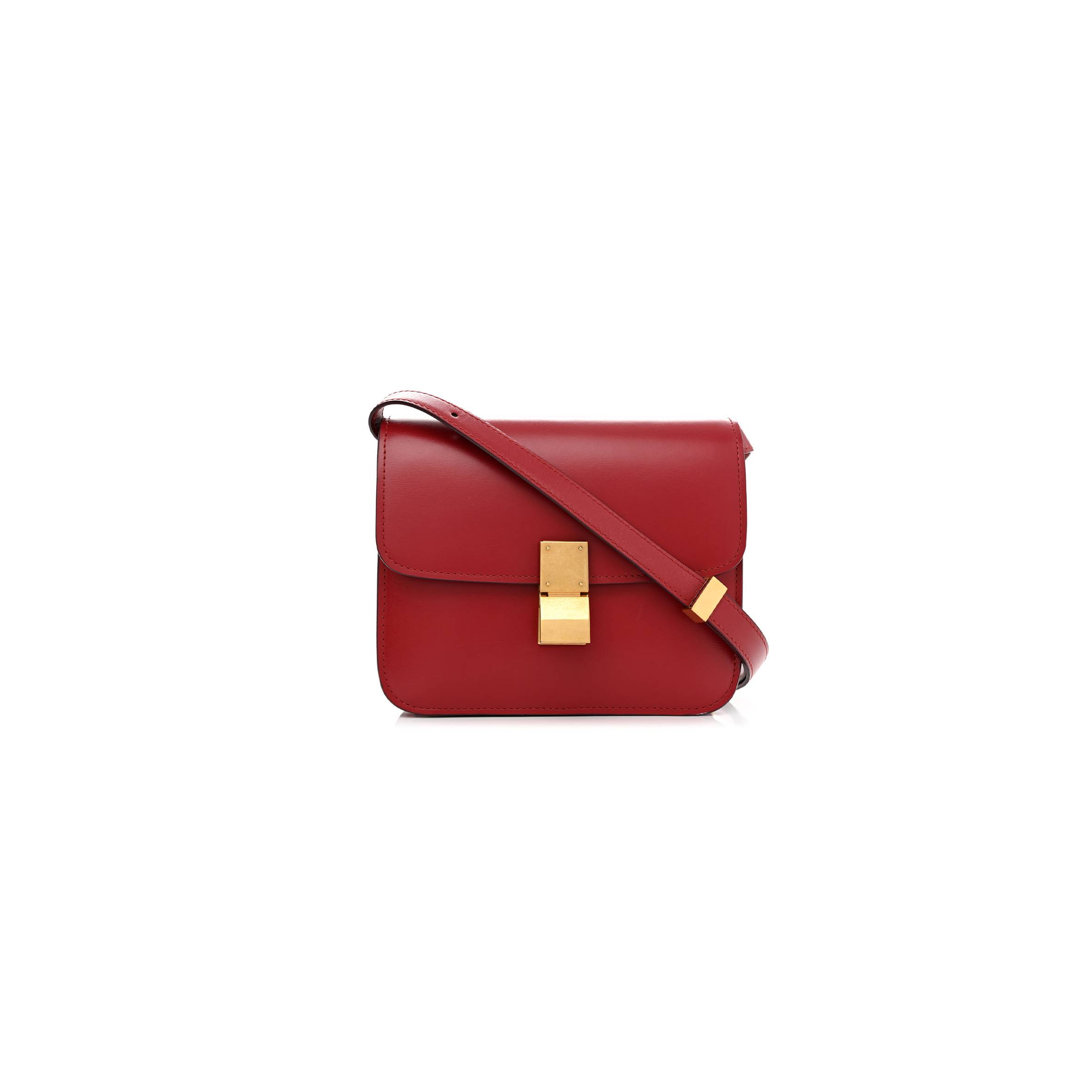 Ce**e box calfskin teen classic box flap bag red (18*15*6cm)