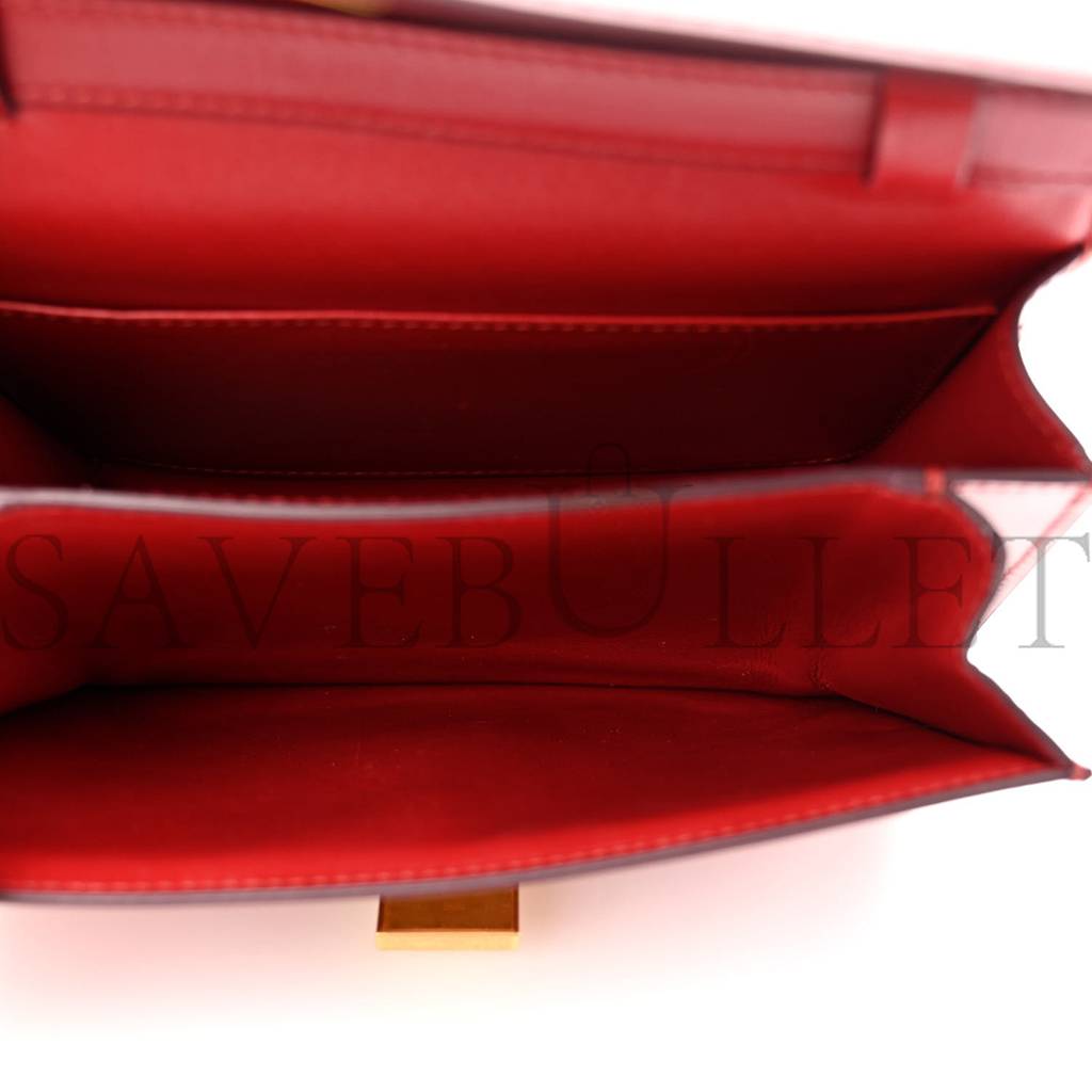Ce**e box calfskin teen classic box flap bag red (18*15*6cm)