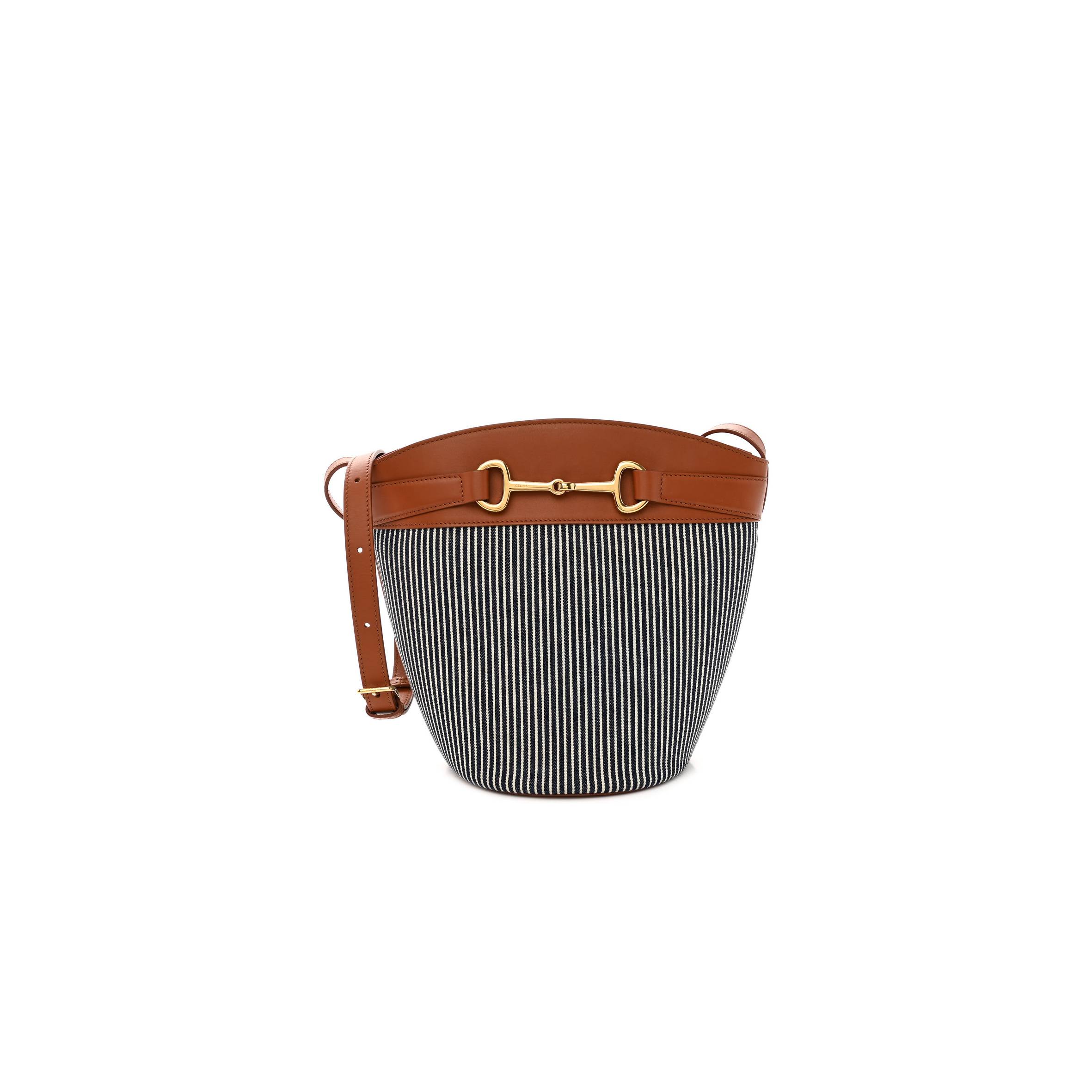 Ce**e textile calfskin crecy bucket bag blue tan (23*15*15cm)