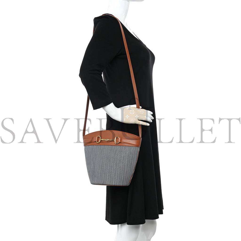 Ce**e textile calfskin crecy bucket bag blue tan (23*15*15cm)