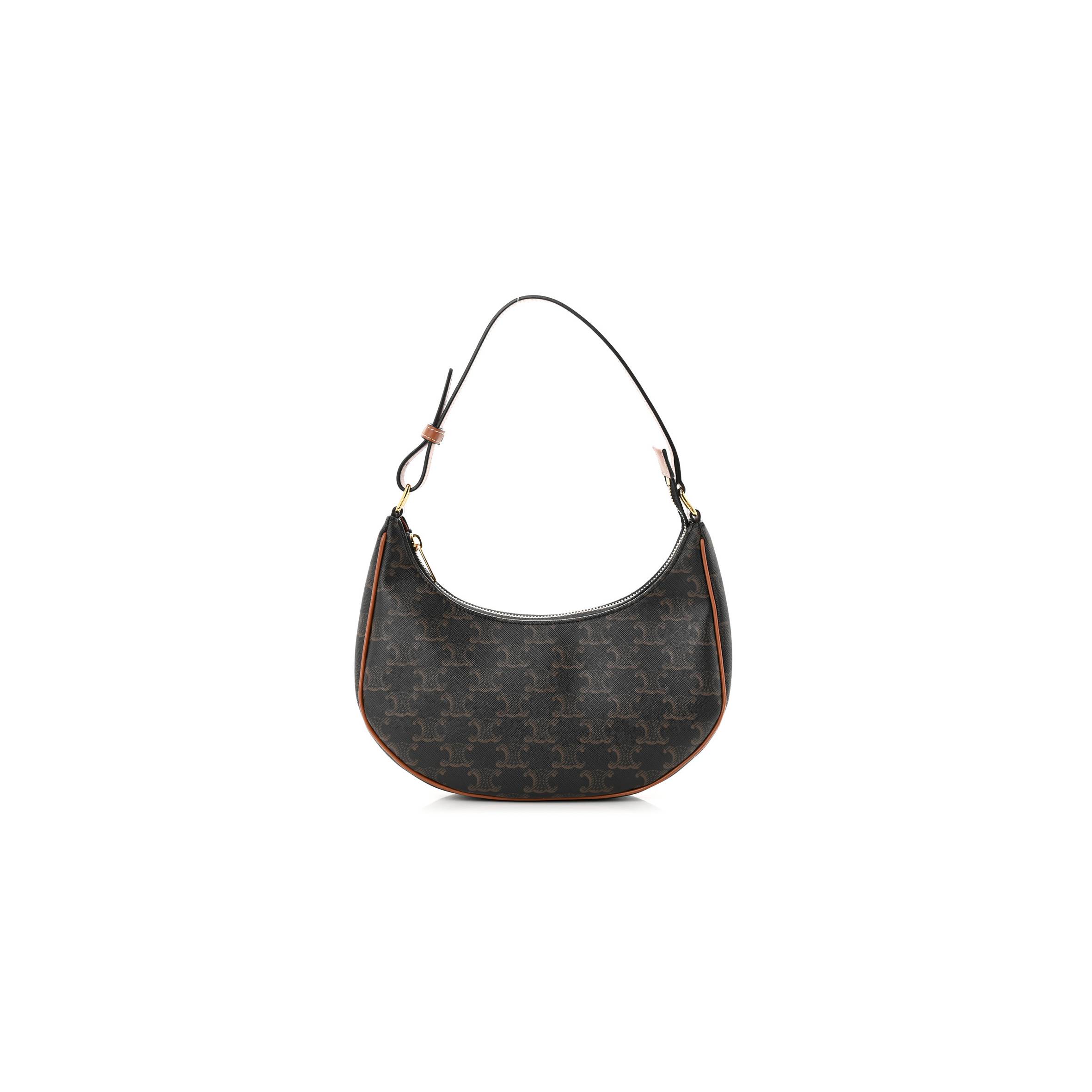 Ce**e triomphe canvas calfskin ava shoulder bag tan (25*18*8cm)