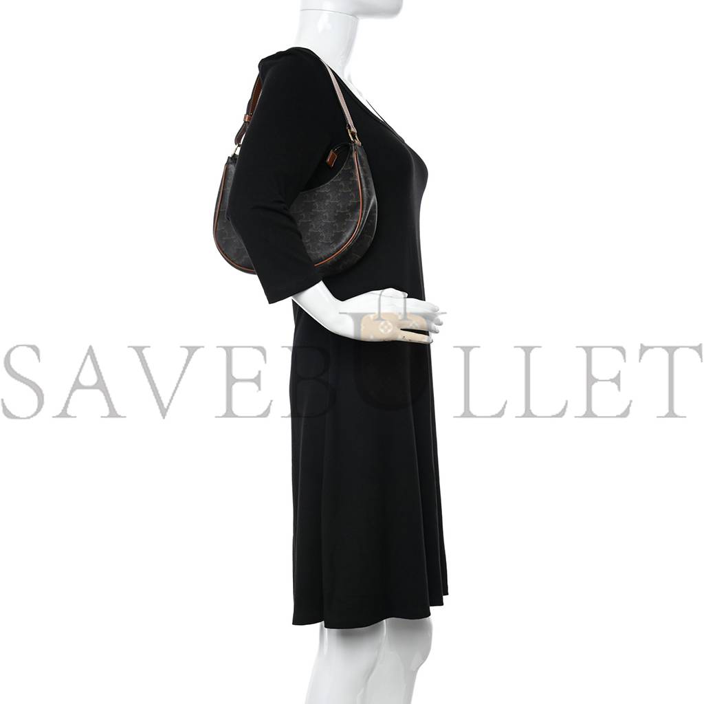 Ce**e triomphe canvas calfskin ava shoulder bag tan (24*19*6cm)