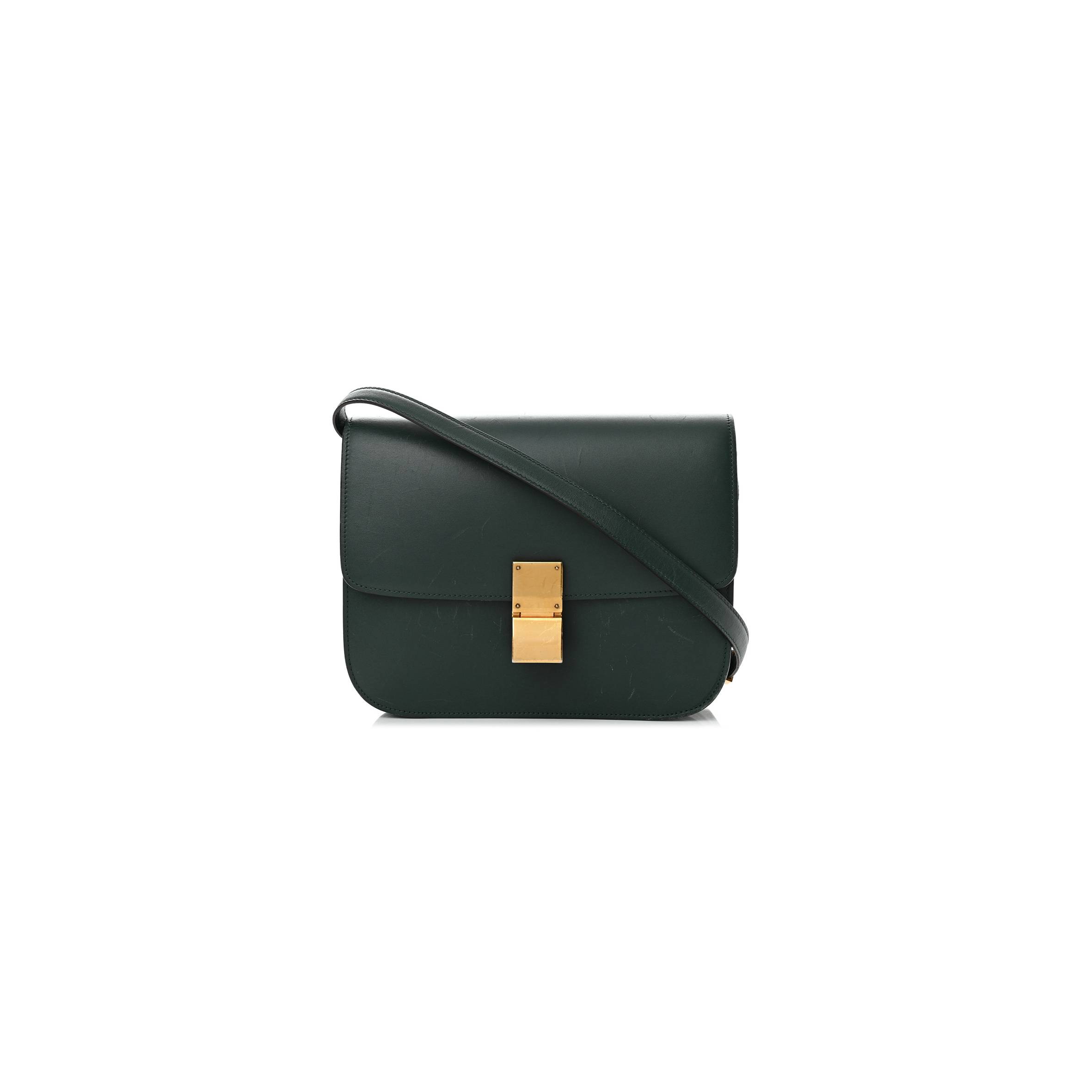 Ce**e box calfskin medium classic box flap bag amazone (23*19*7cm)