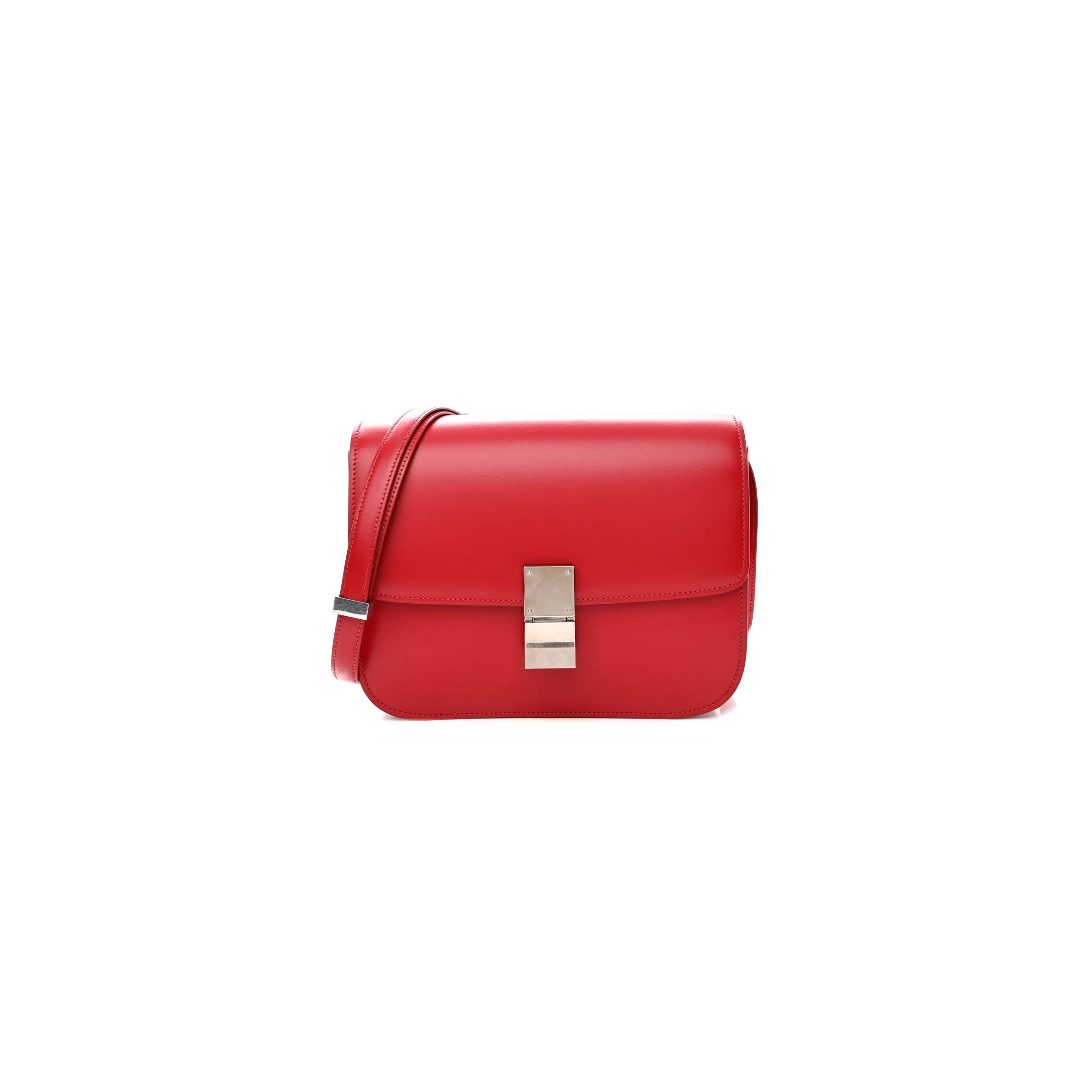 Ce**e box calfskin medium classic box flap bag red (23*18*6cm)