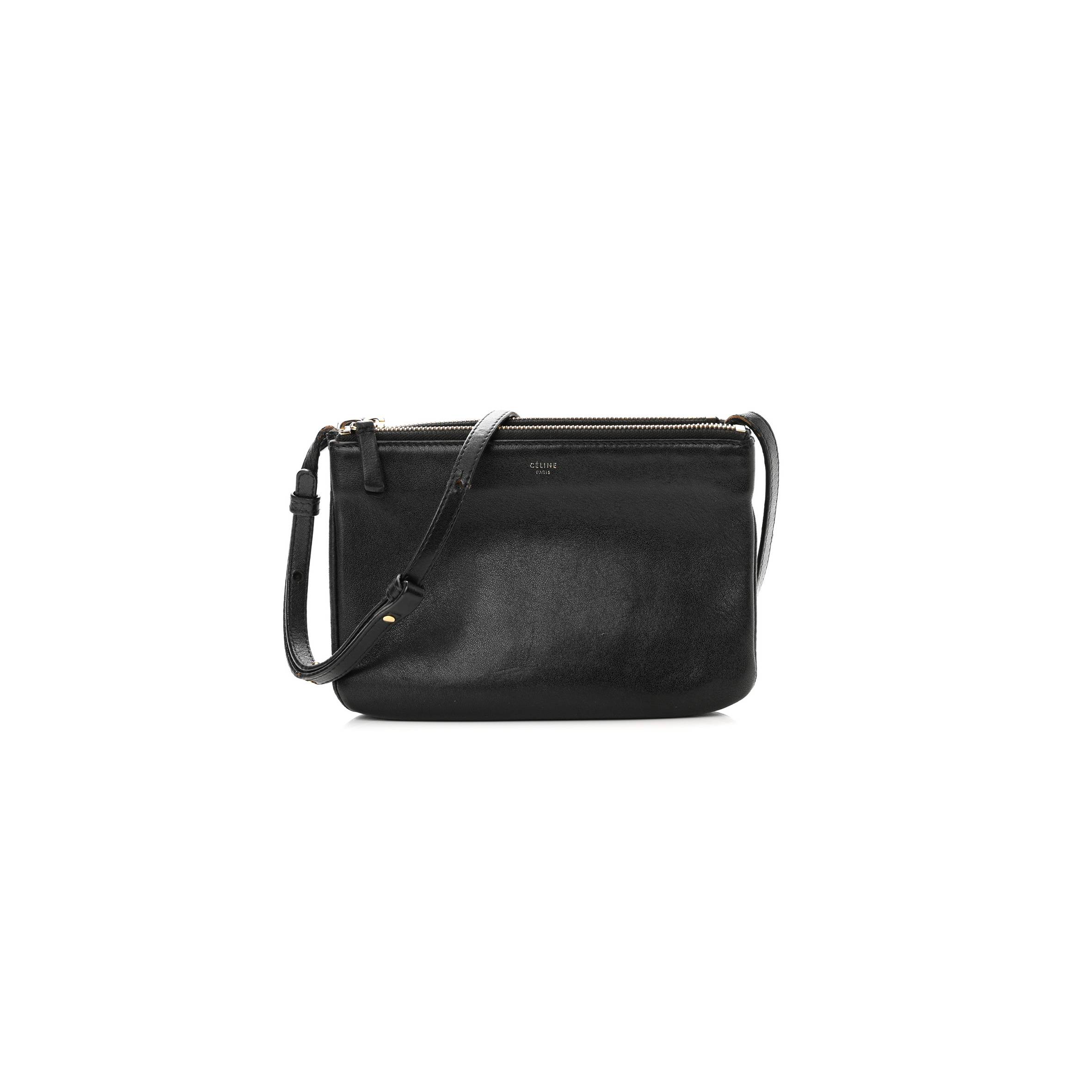 Ce**e lambskin small trio crossbody bag black (22*15*4cm)