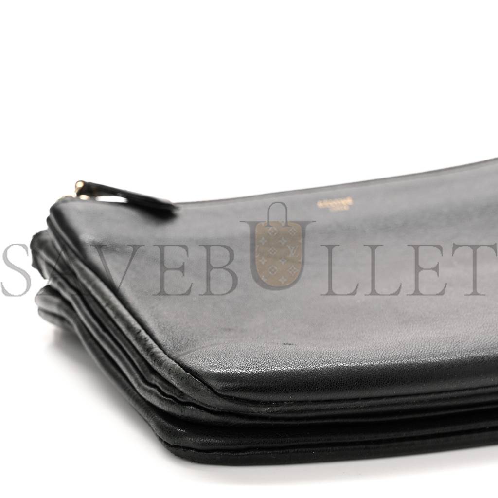 Ce**e lambskin small trio crossbody bag black (22*15*4cm)