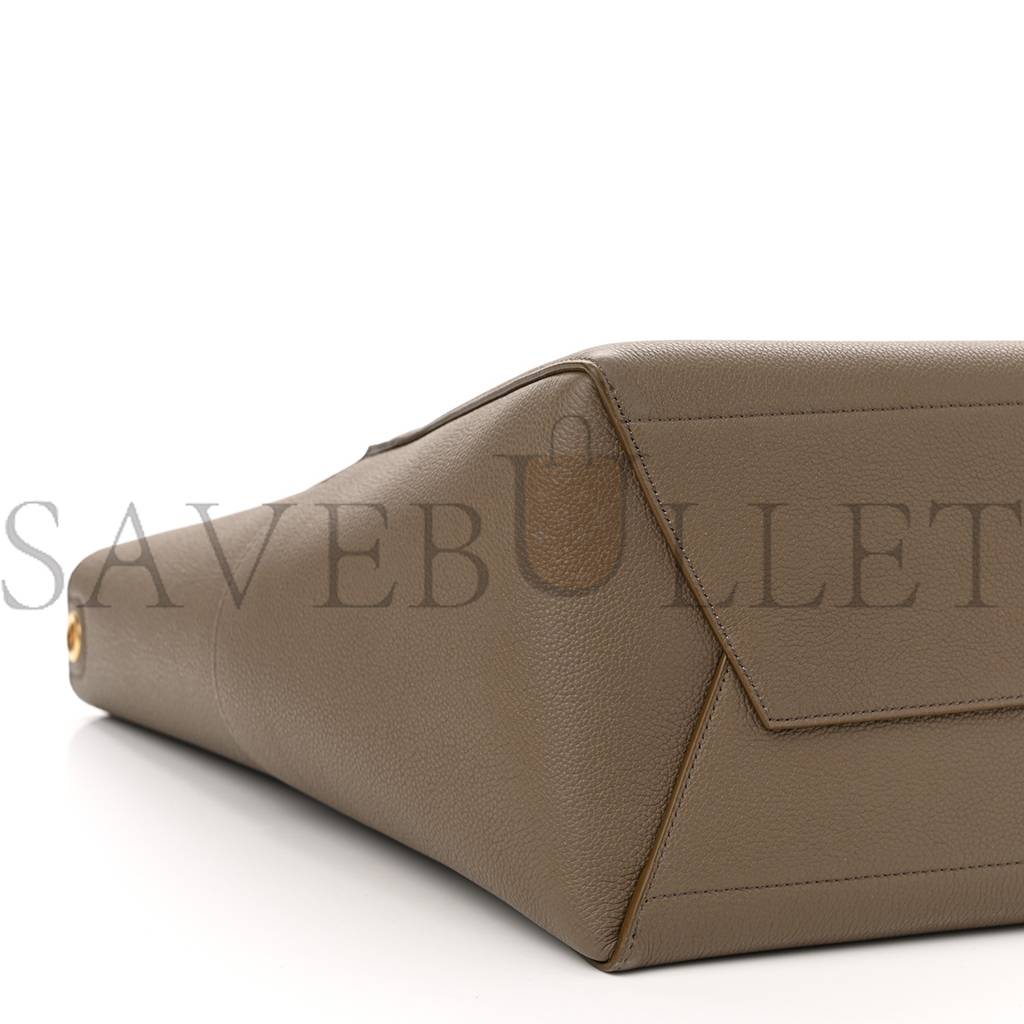 Ce**e soft grained calfskin sangle bucket bag taupe (28*23*17cm)