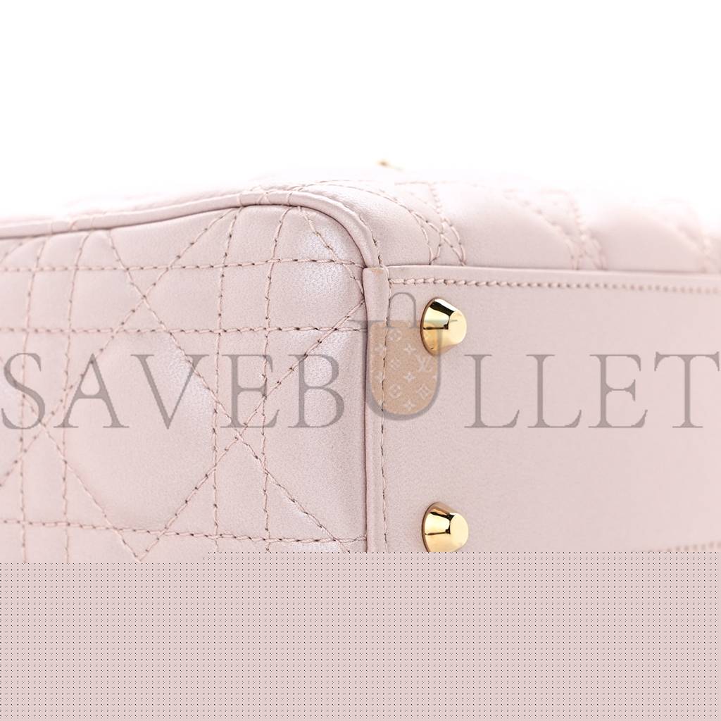 D*or metallic lambskin cannage mini lady D*or lotus (17*15*7.6cm)