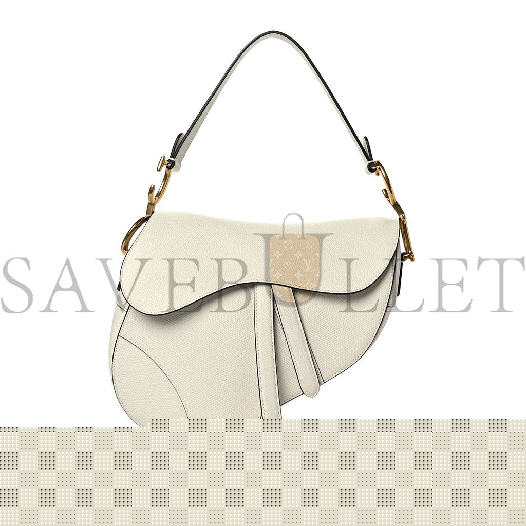 D*or grained calfskin saddle bag white (24*20*7cm)