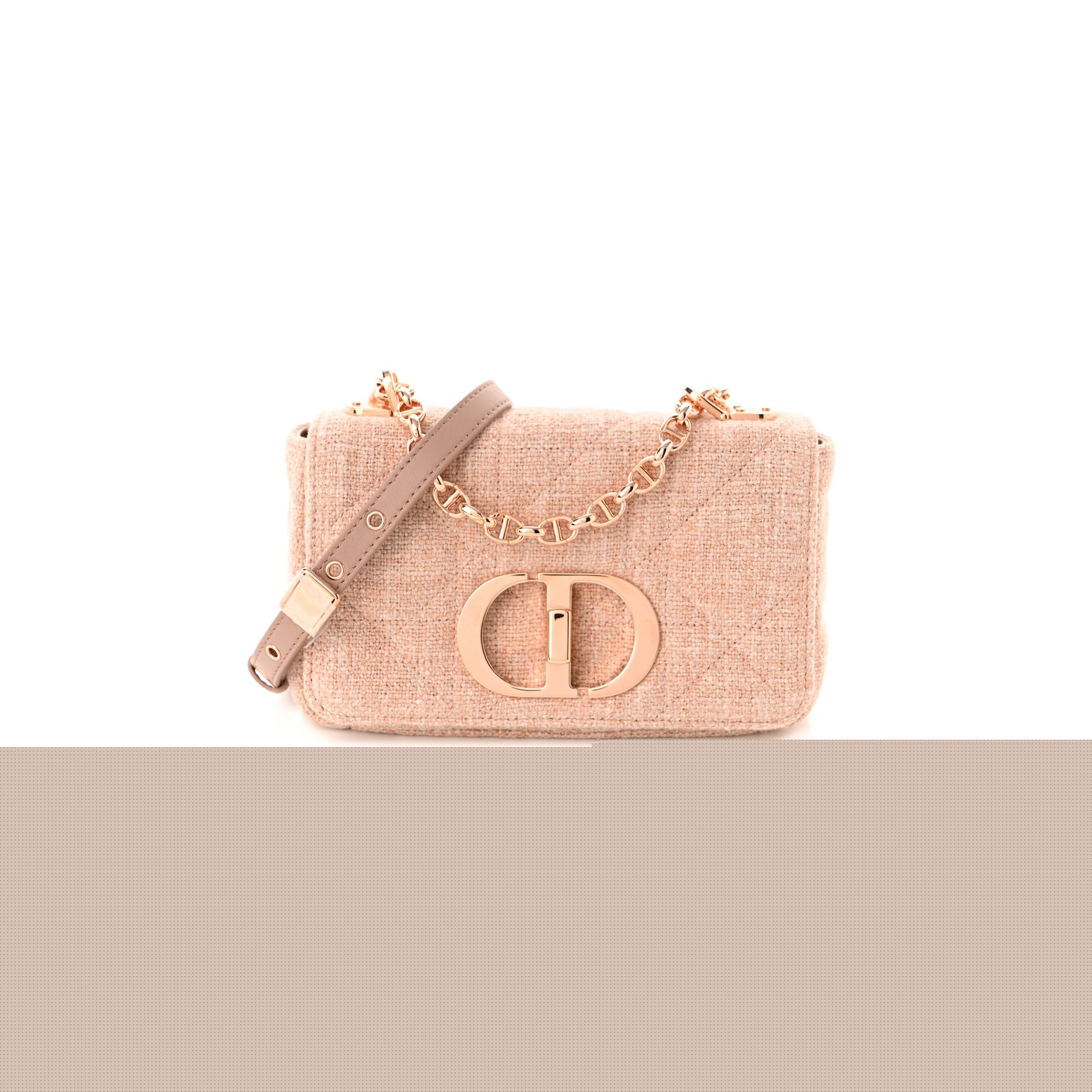 D*or linen macrocannage small caro bag rose (19*12*7.6cm)