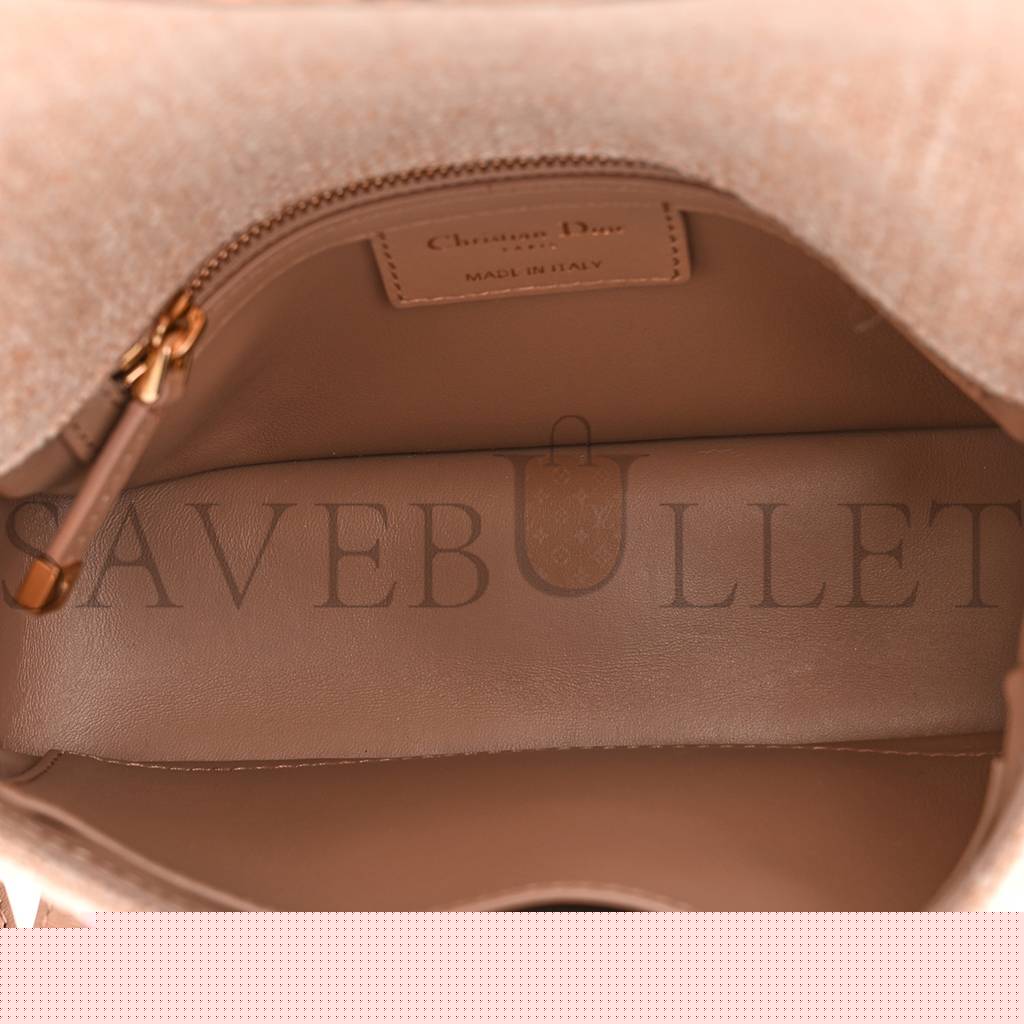 D*or linen macrocannage small caro bag rose (19*12*7.6cm)