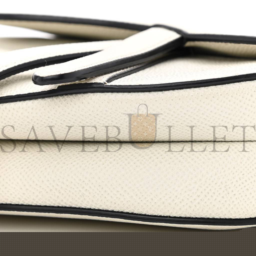 D*or grained calfskin mini saddle bag white (19 x 15 x 6 cm)