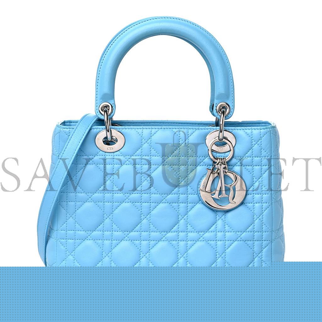 D*or lambskin cannage medium lady D*or light blue (25*20*12.1cm)
