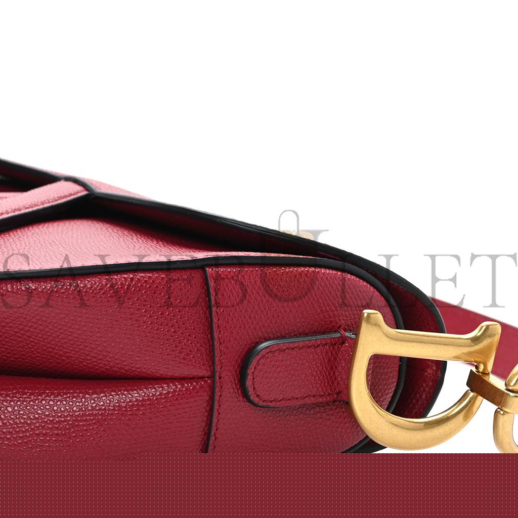 D*or grained calfskin saddle bag red (25*20*7cm)