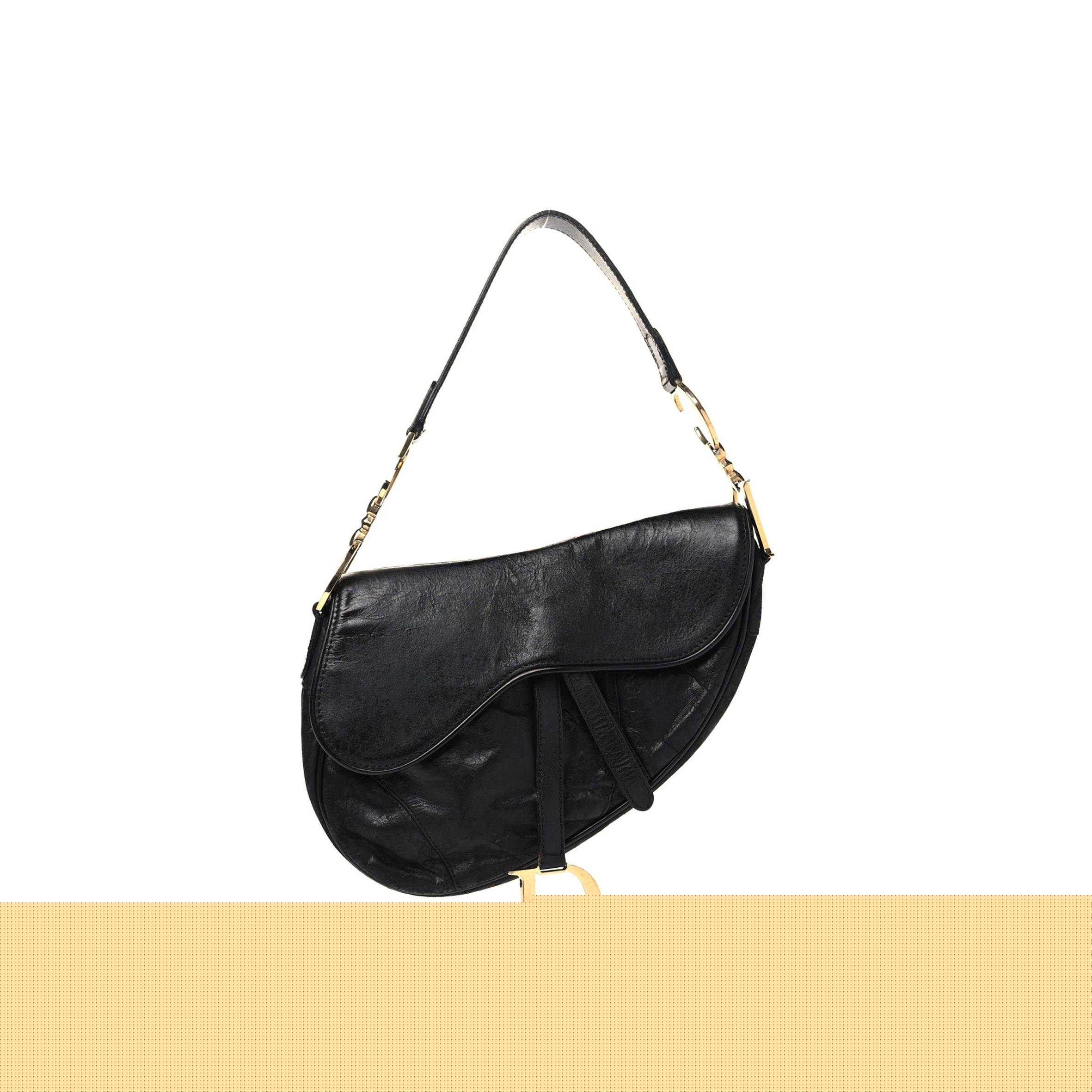 D*or shiny goatskin saddle bag black (25*19*3.8cm)