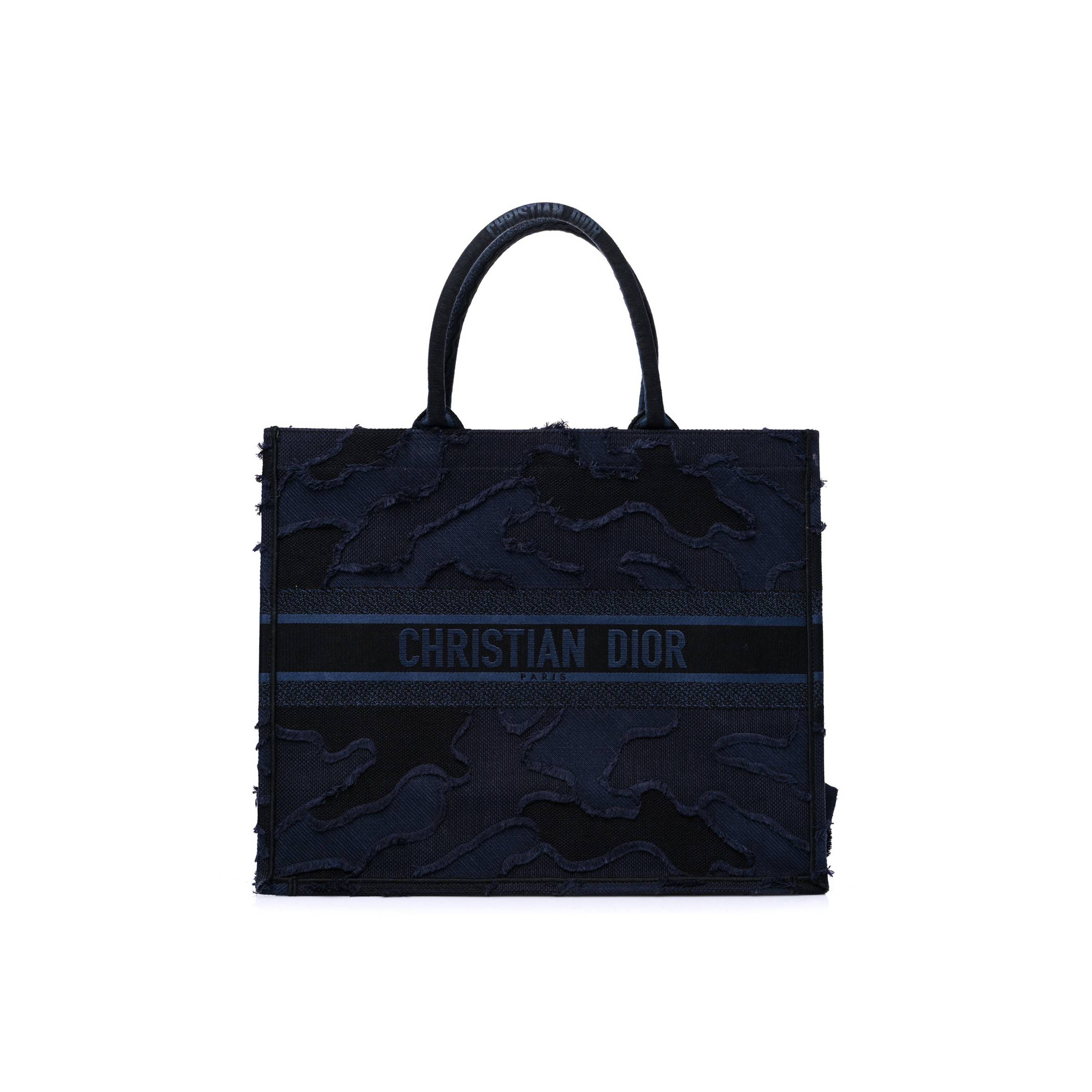 D*or canvas embroidered camouflage book tote blue (43*36*18.4cm)