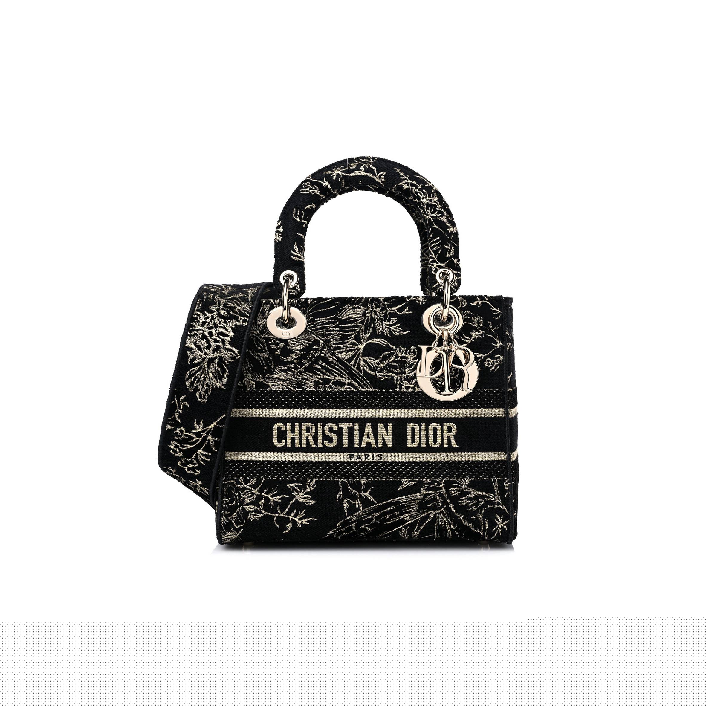 D*or canvas embroidered jardin d'hiver medium lady d-lite blue (23*20*12.1cm)