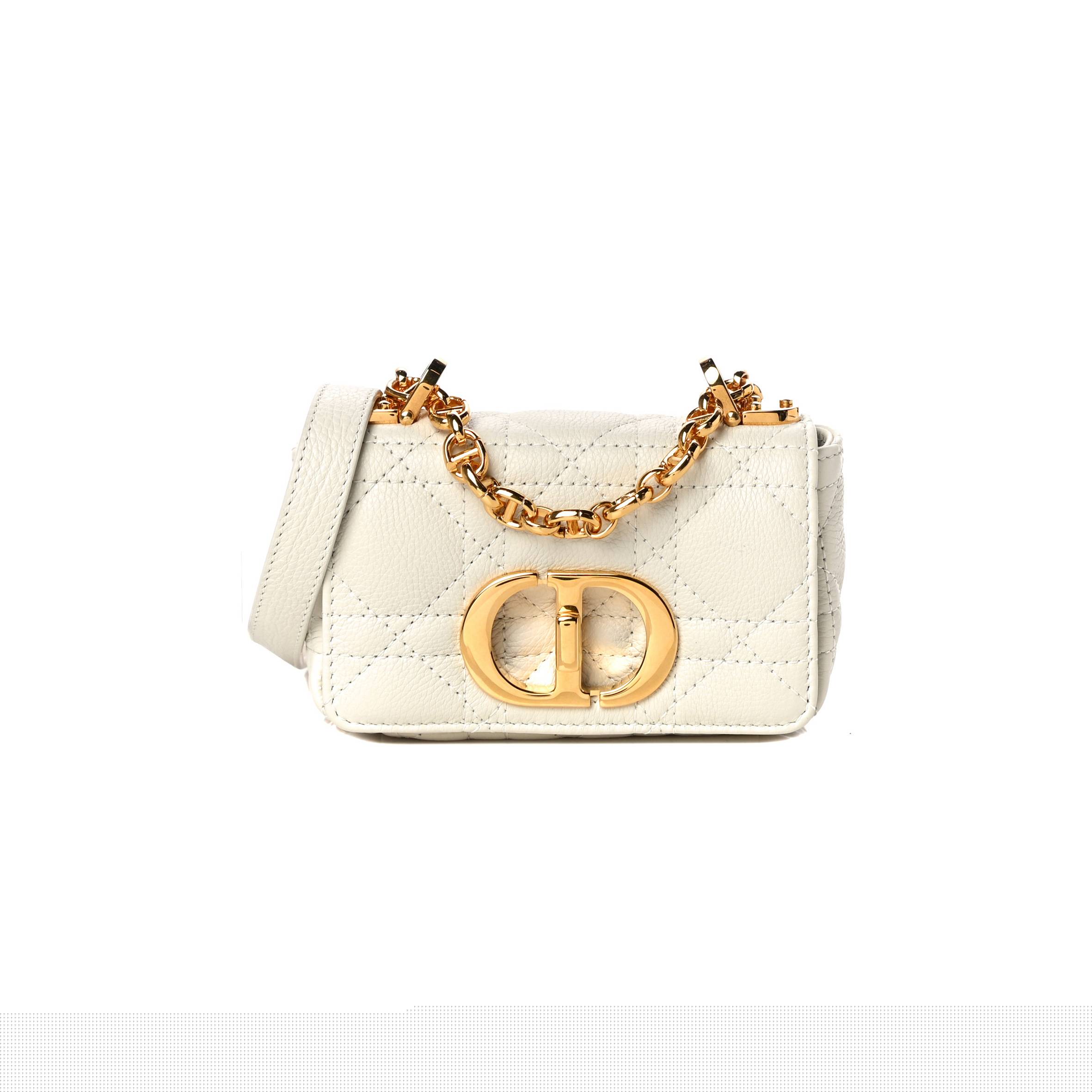 d*or S*pple calfskin cannage micro caro bag latte (13*8*5.7cm)