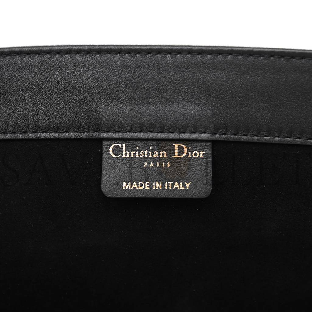 D*or calfskin embossed medium book tote black (36*27*17.1cm)