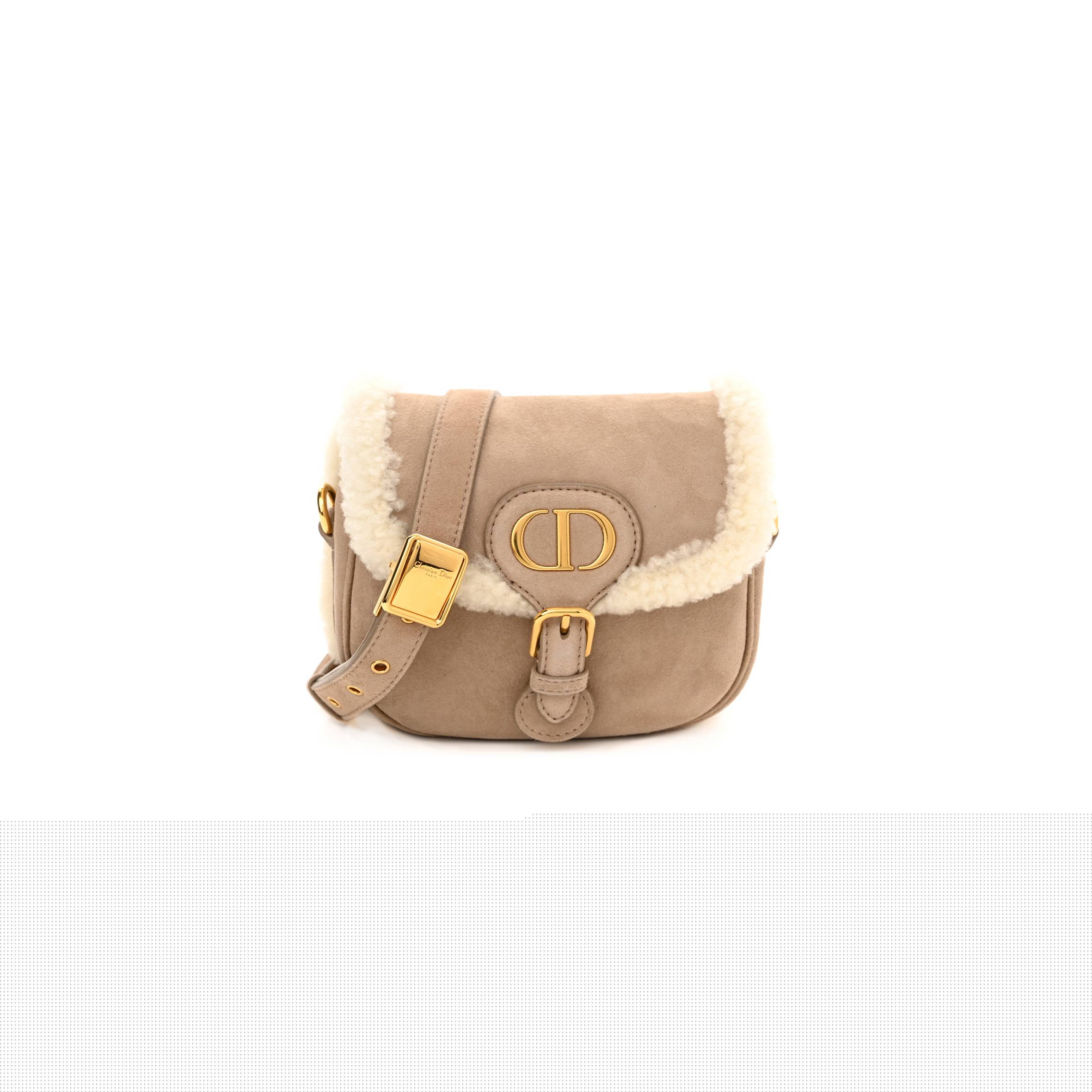 D*or suede shearling small bobby flap beige (17*17*5.7cm)