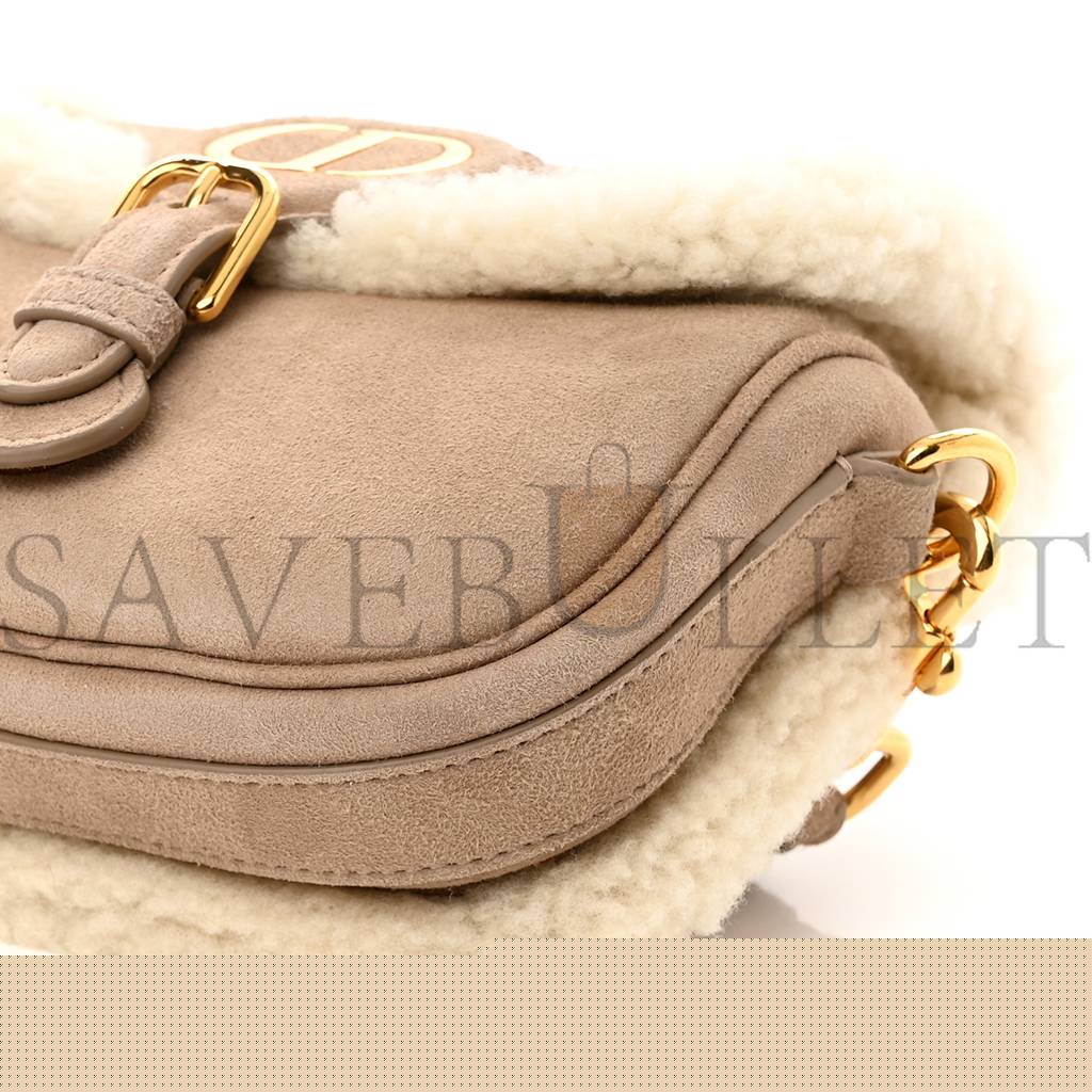 D*or suede shearling small bobby flap beige (17*17*5.7cm)