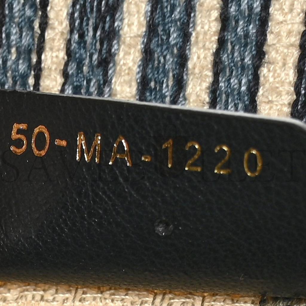 D*or canvas embroidered large palm tree toile de jouy book tote blue multicolor (42*35*17.1cm)