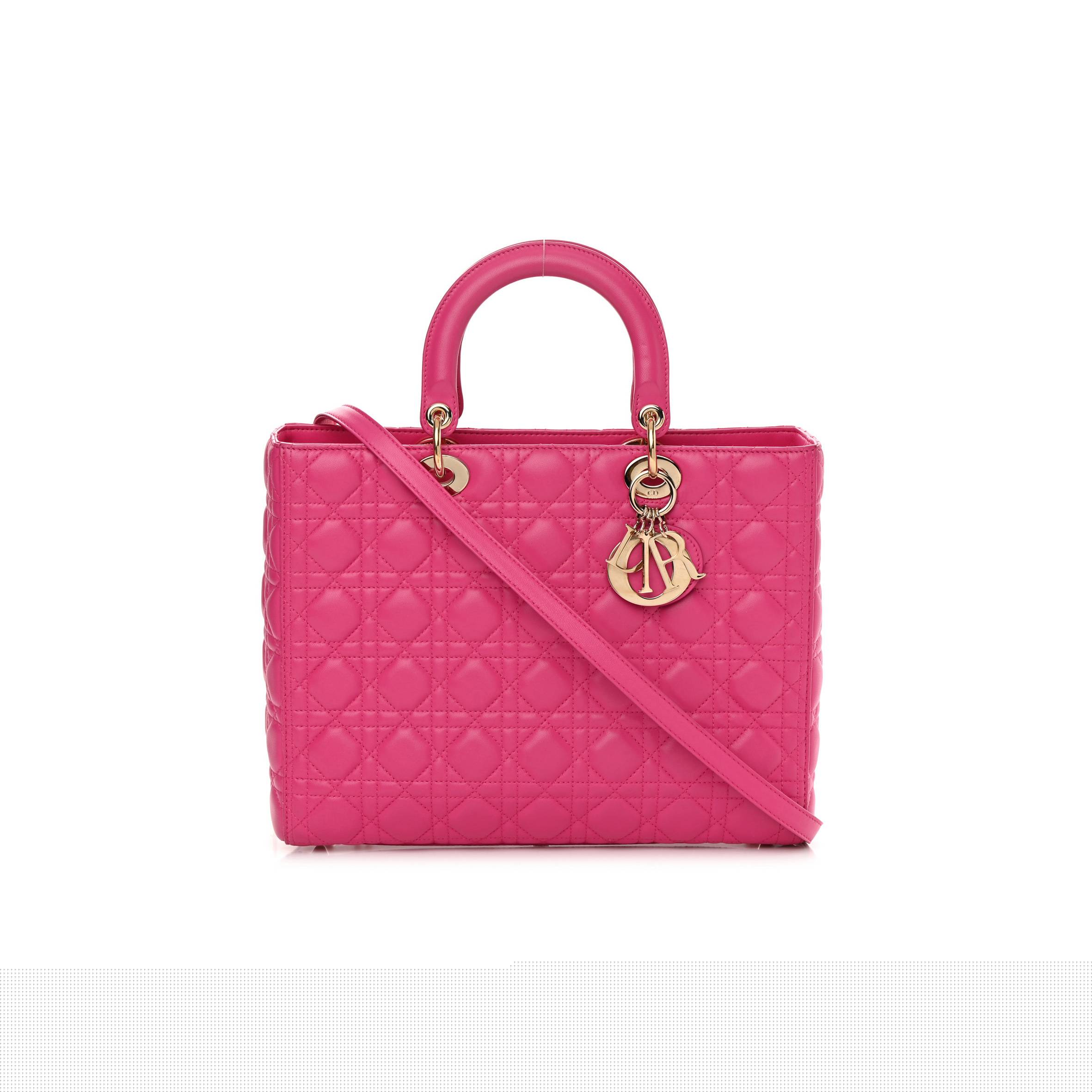 D*or lambskin cannage large lady D*or fuchsia (32*25*8.9cm)