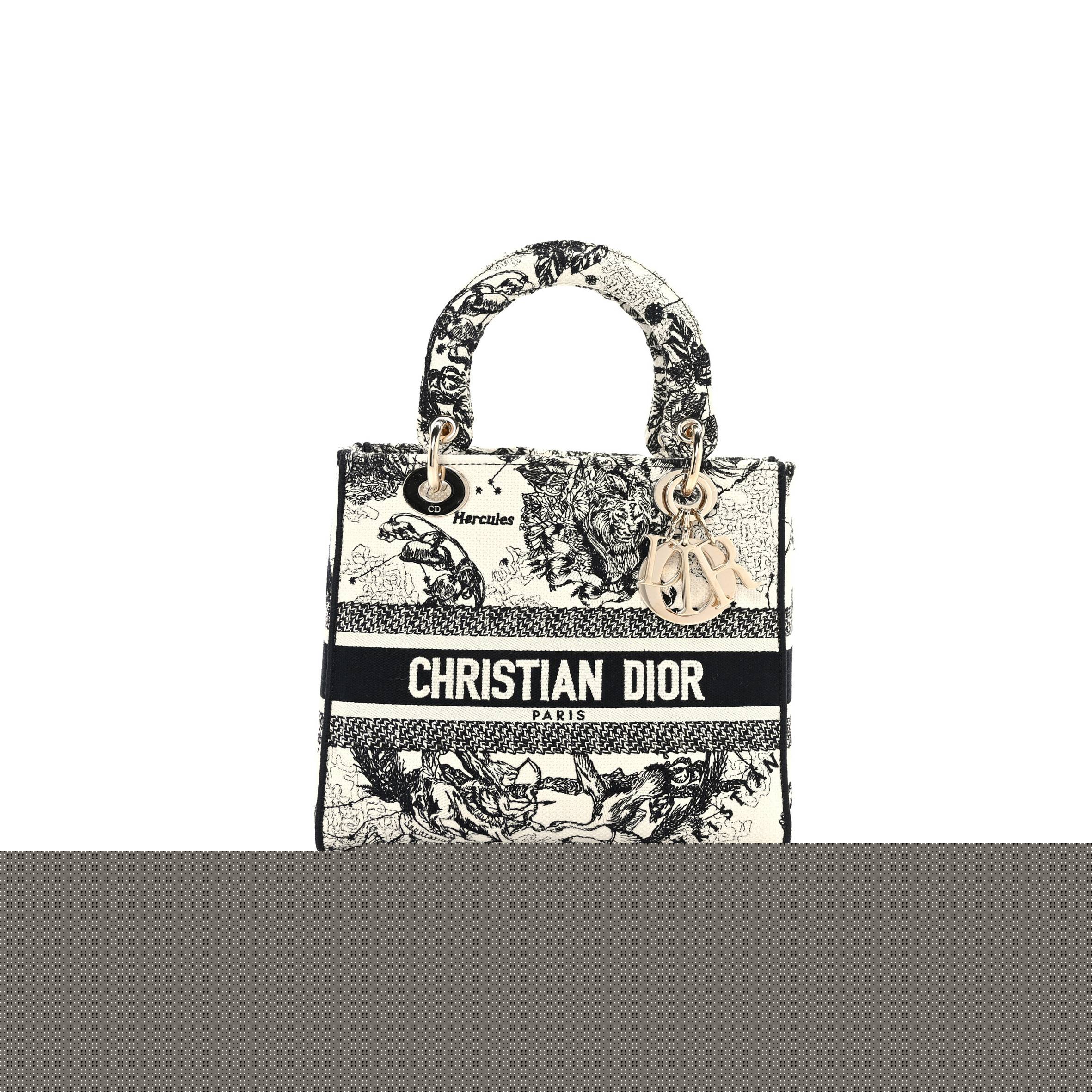 D*or canvas embroidered zodiac toile de jouy medium lady d-lite latte (23*20*11.4cm)