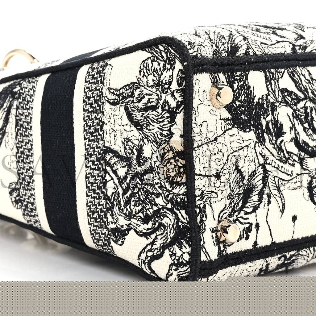 D*or canvas embroidered zodiac toile de jouy medium lady d-lite latte (23*20*11.4cm)