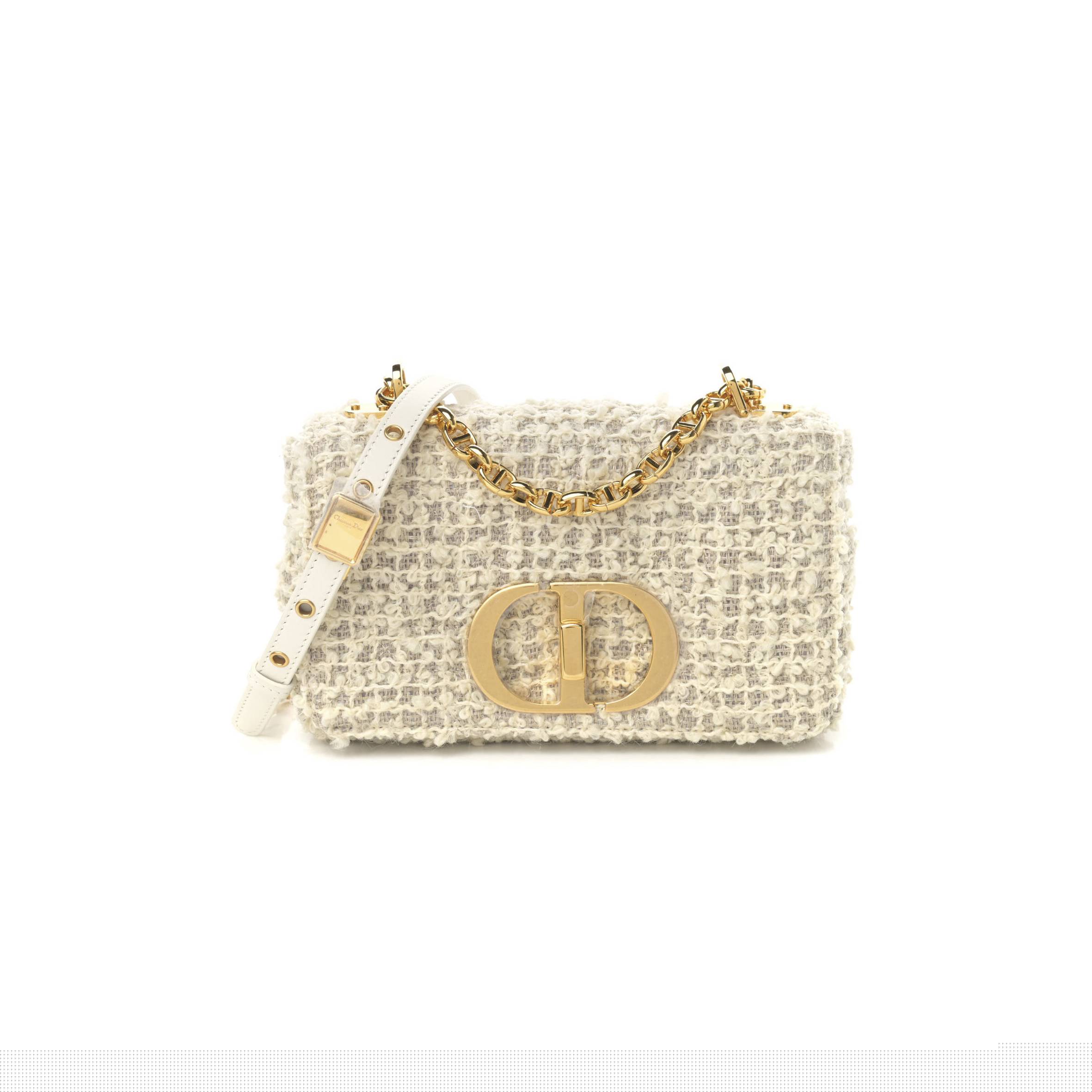 D*or tweed cannage small caro bag white (20*12*6.4cm)