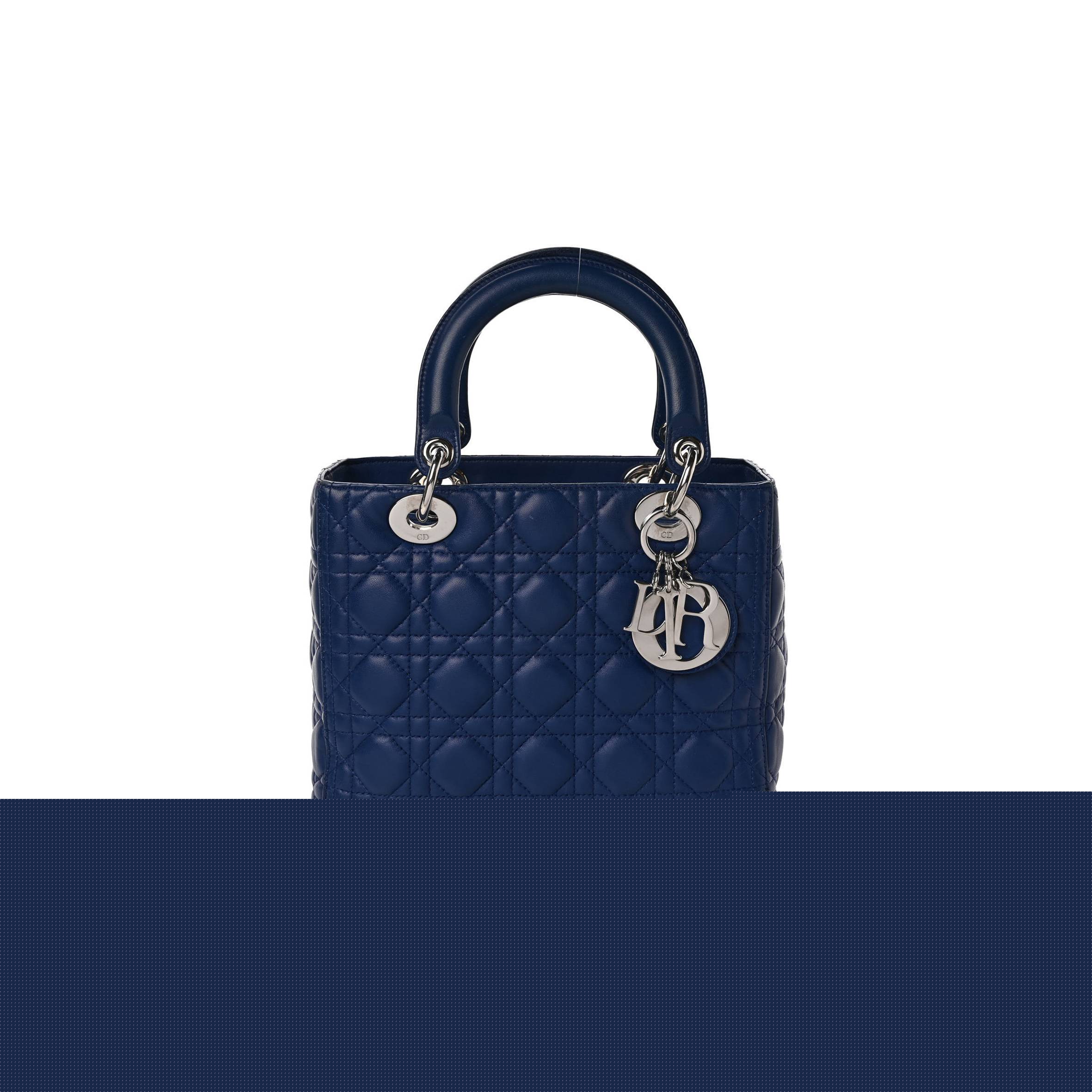 D*or lambskin cannage medium lady D*or navy (24*20*11.4cm)