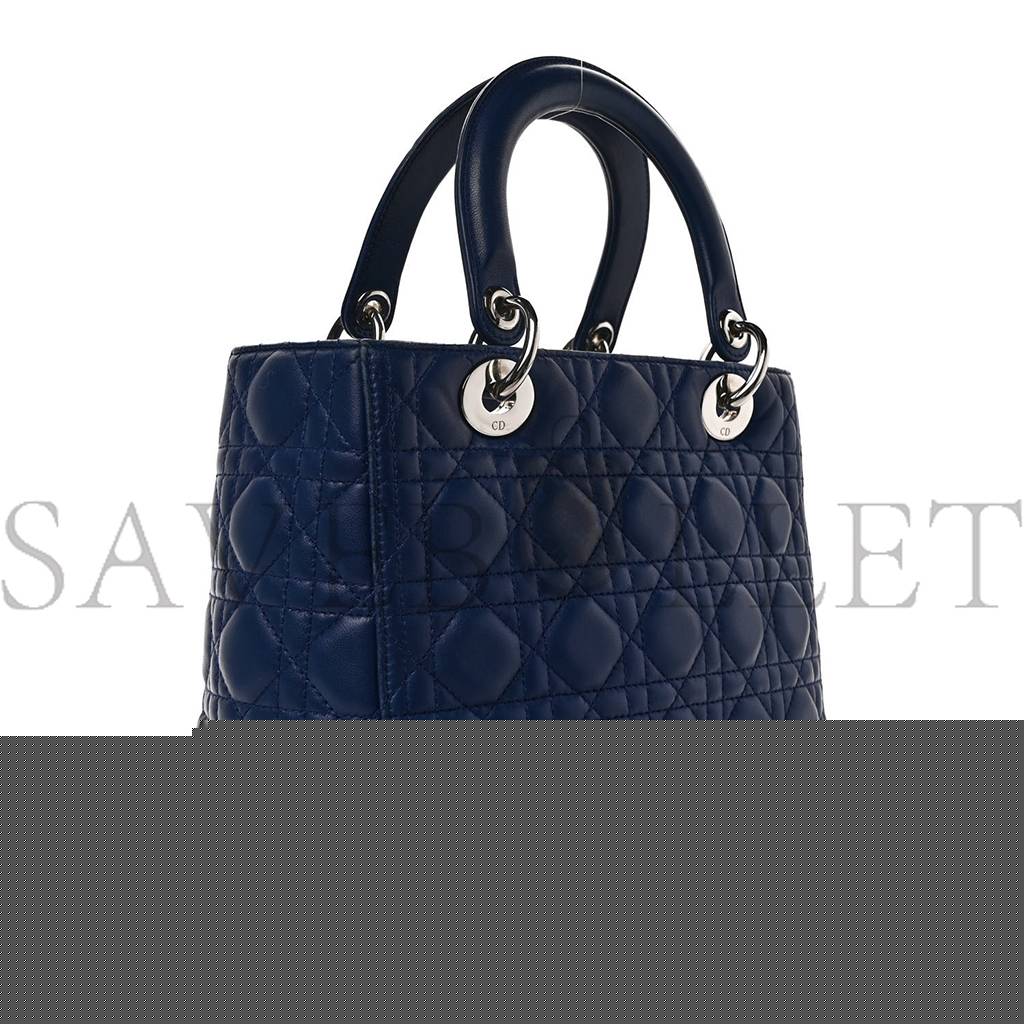 D*or lambskin cannage medium lady D*or navy (24*20*11.4cm)