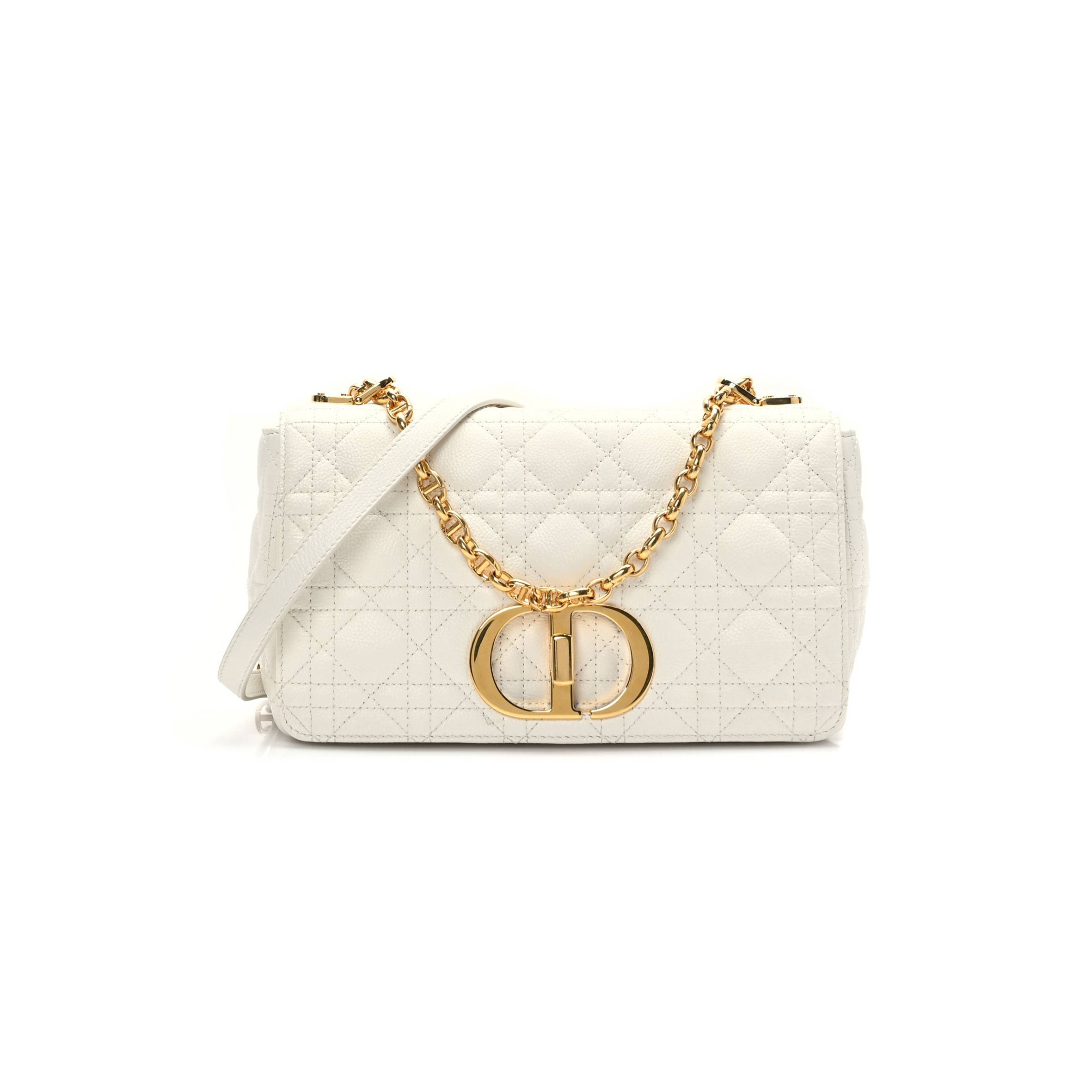 d*or S*pple calfskin cannage medium caro bag ivory (25*15*8.9cm)