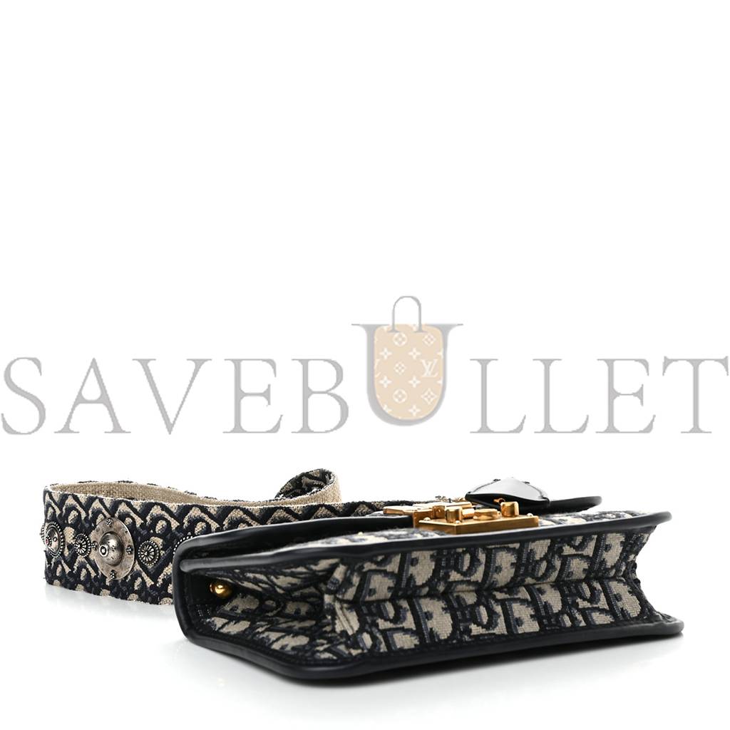 D*or oblique small D*oraddict flap bag navy blue (21*14*5.1cm)