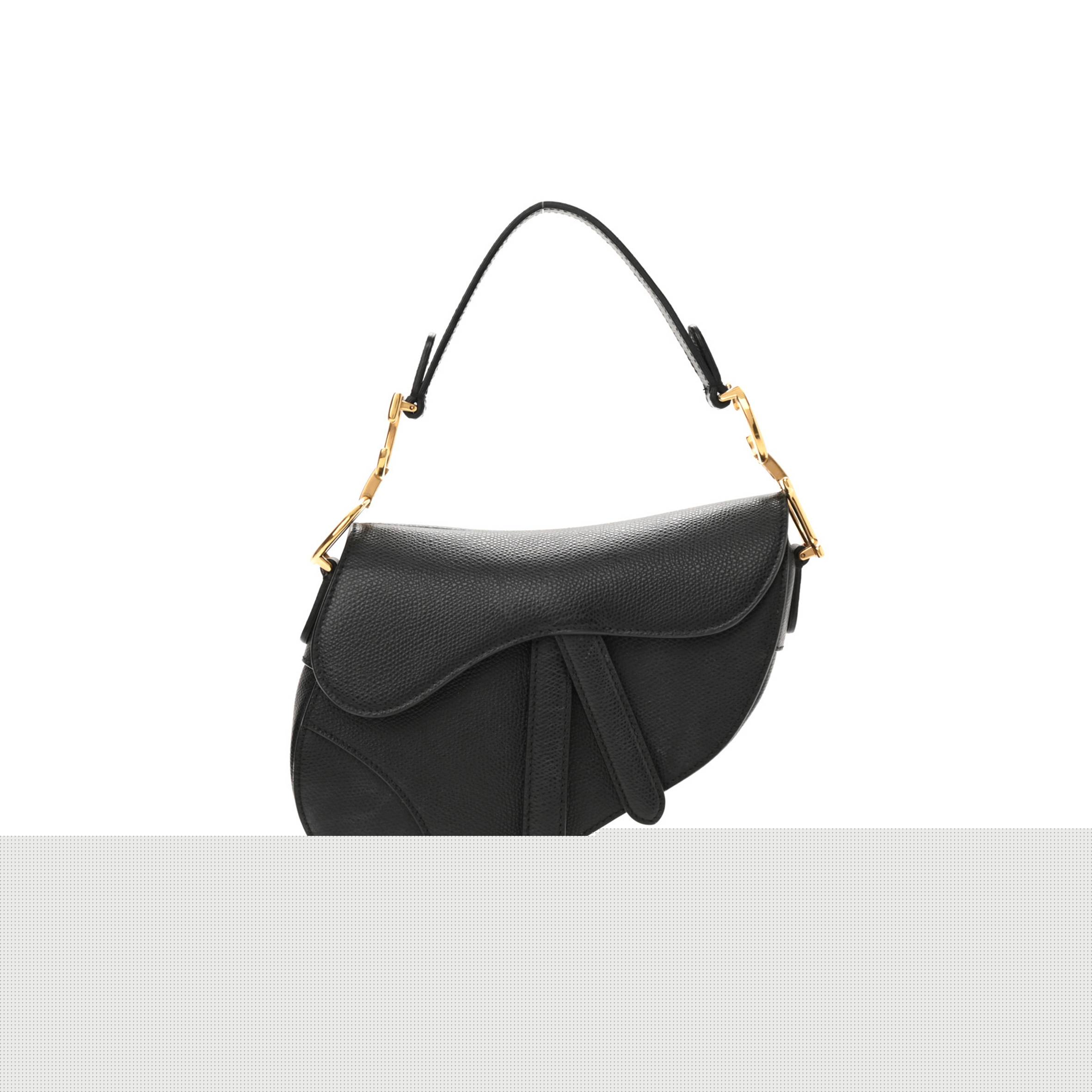 D*or grained calfskin mini saddle bag black (18*16*5.1cm)